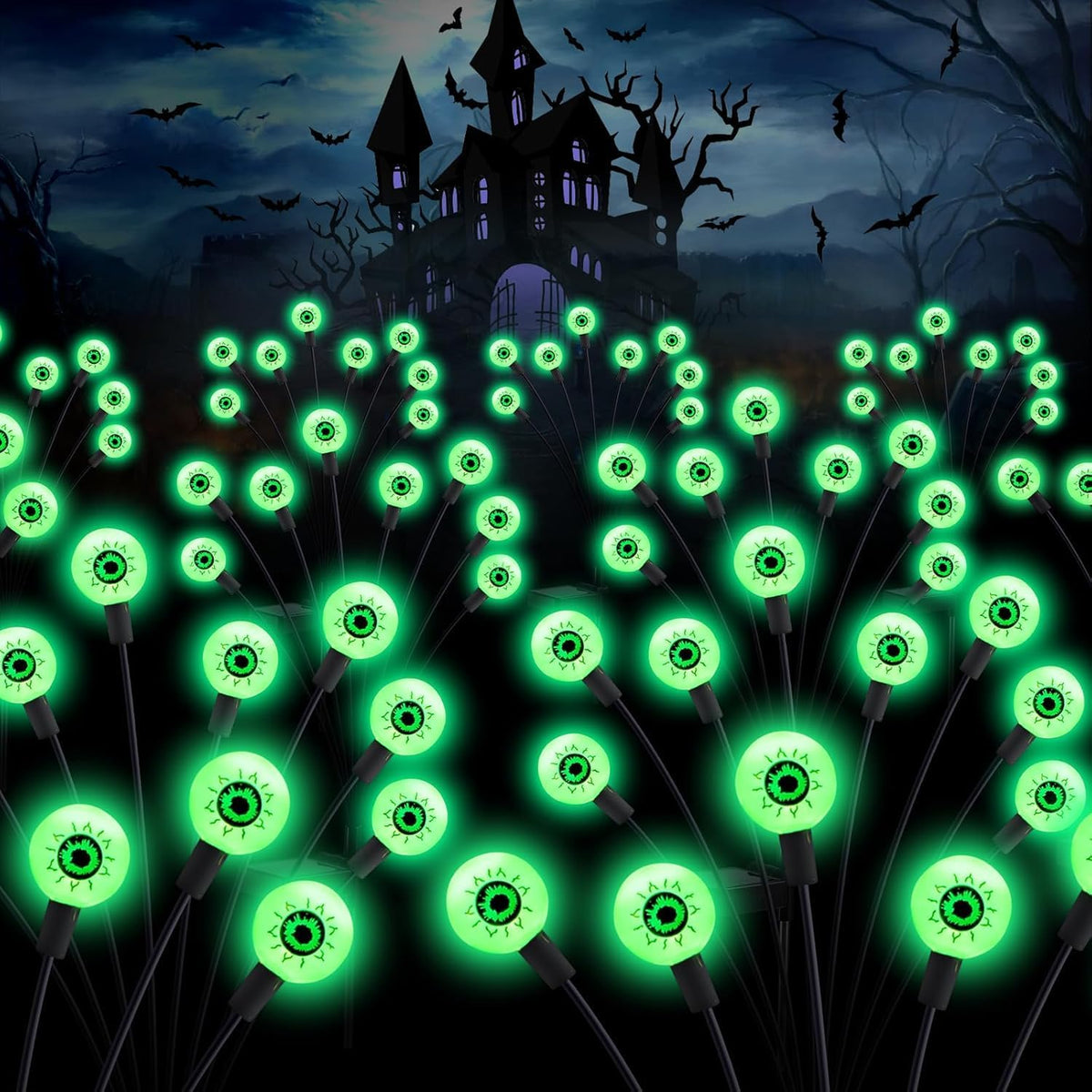 ASMAD Halloween Decorations Outdoor Solar Scary Eyeball Lights,8Pack 64LEDs