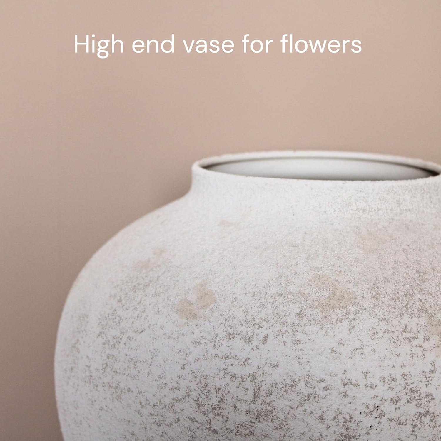 White Rustic Large Round Vase / White Large Round / 11 Inch