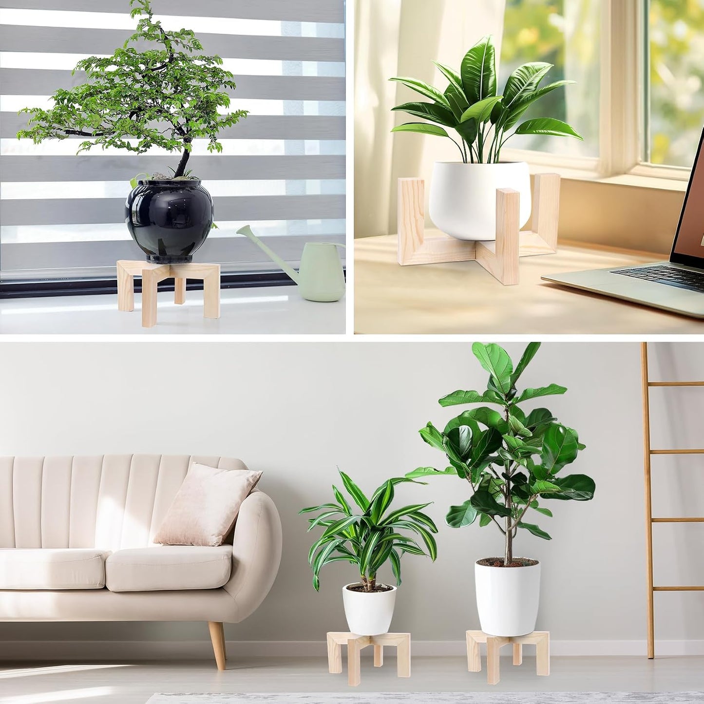 Indoor/Outdoor Wood Plant Holder / Nature / Fit 5-15inch Pots / 15 Inch