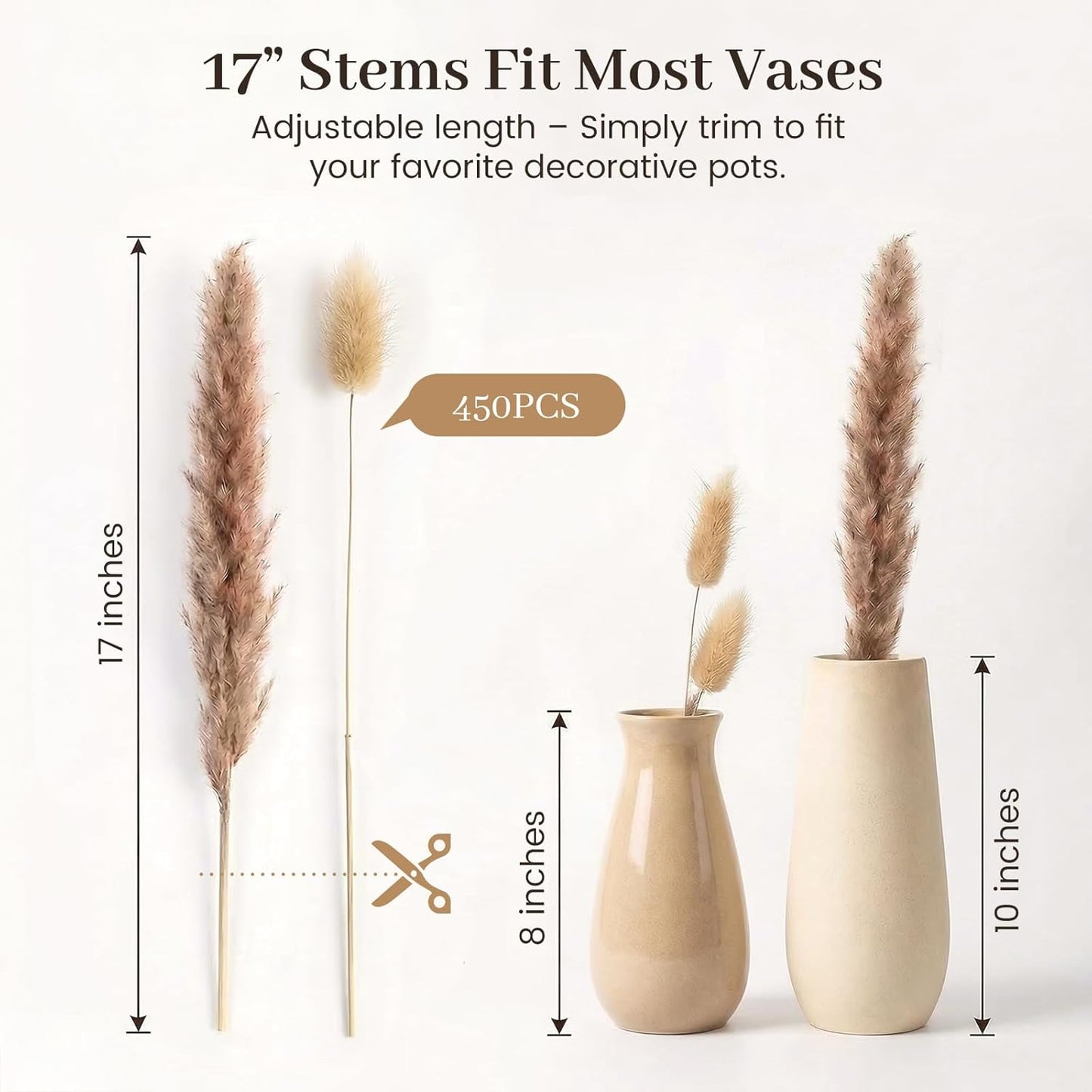 Home Vase & / Dried Flower Filler for Centerpieces / Natural / Set of 450