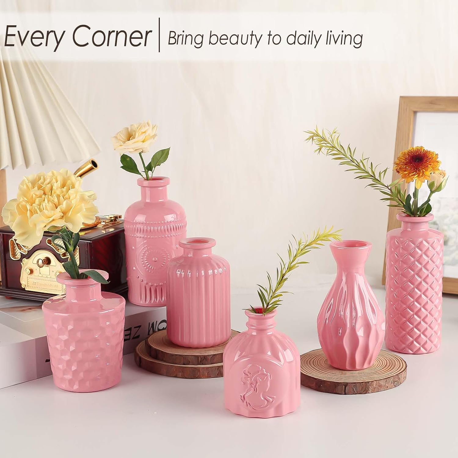 Glass Bud Vases / Baby Pink / Set of 12