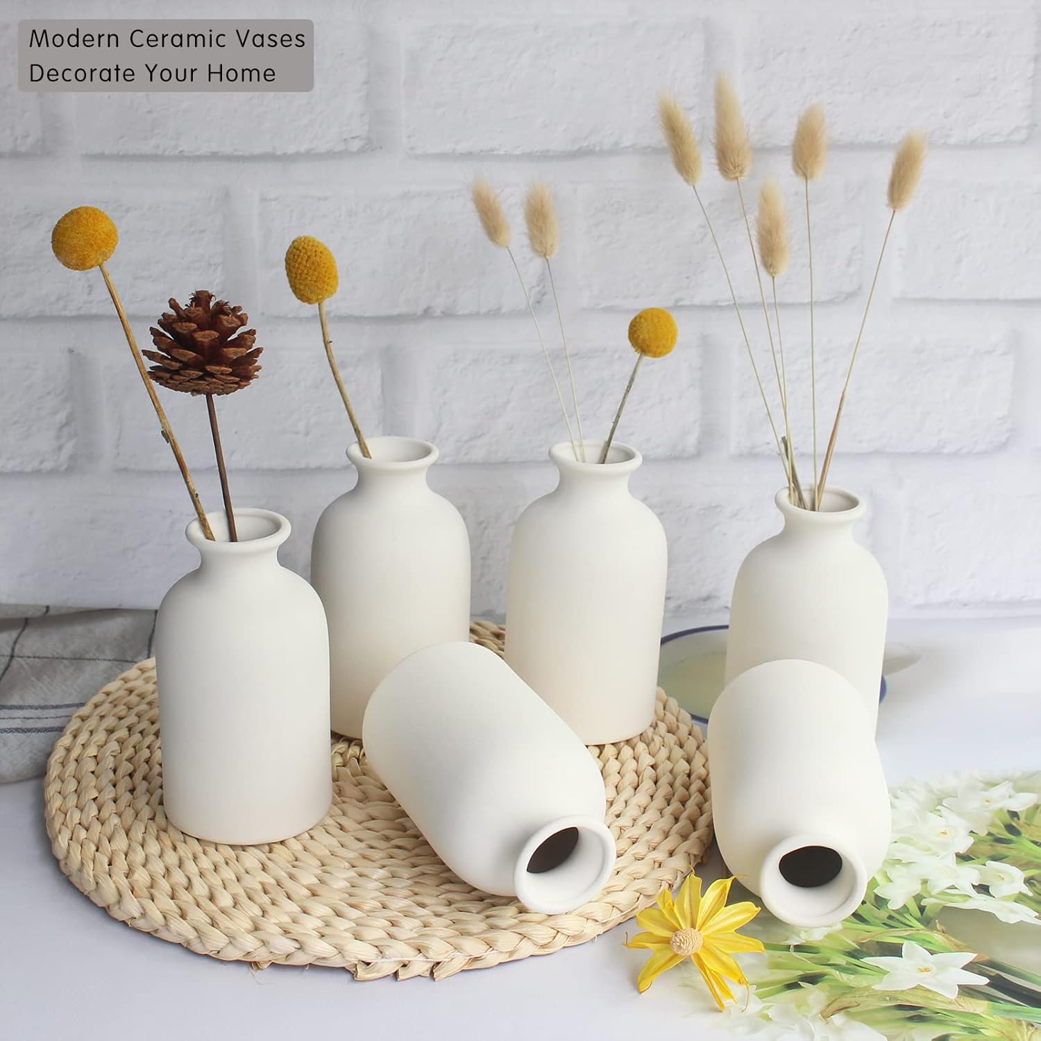 White Vase Ceramic Vases for Decor / Small / White-a / Set of 6