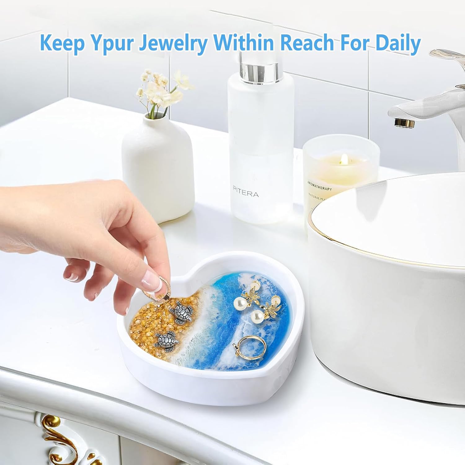 Coastal Jewelry Tray for Engagement & Wedding / Beach Ocean