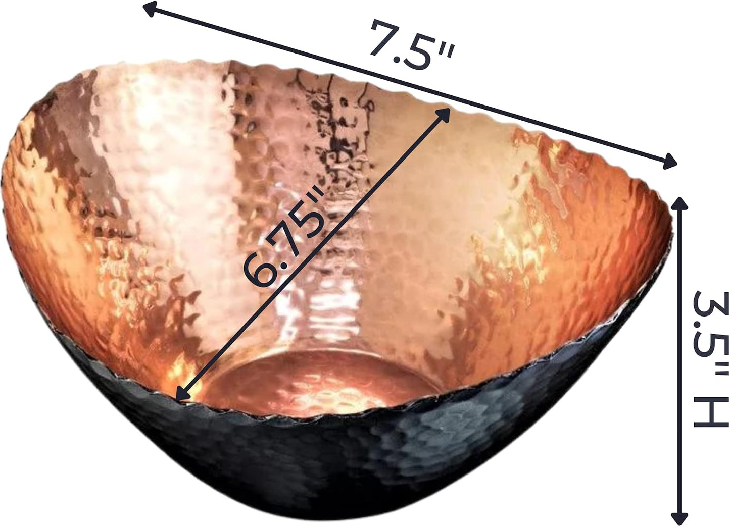7.5- Black and Copper Plated Hand Hammered Key Bowls / 7.5 x 6.75 x 3.5 / Black / Copper