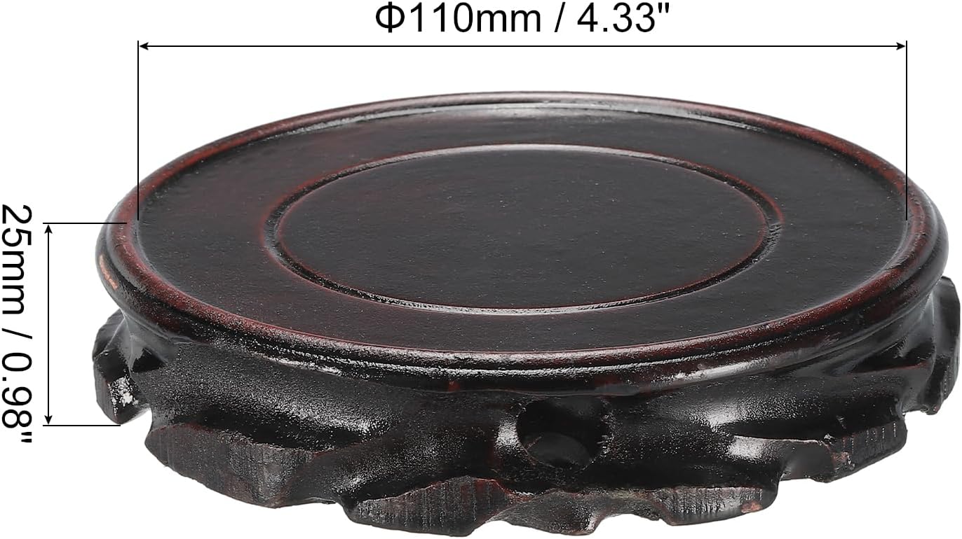 Wooden Display Stand Base Stand Holders 110mm/ Diameter for Vase Bonsai Stone / Black / 4.33 Inch