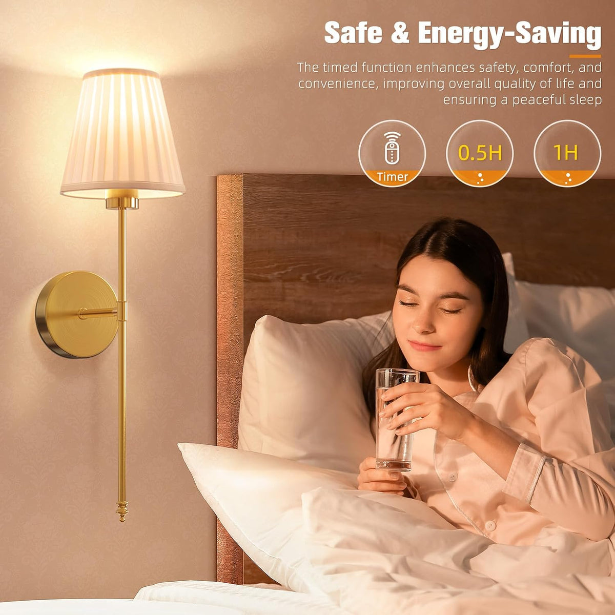 Battery Operated Wall Sconce Set of 2,Beige-Gold Rechargeable Wall Lights with 10400mAh Dimmable Bulbs and Remote, 9