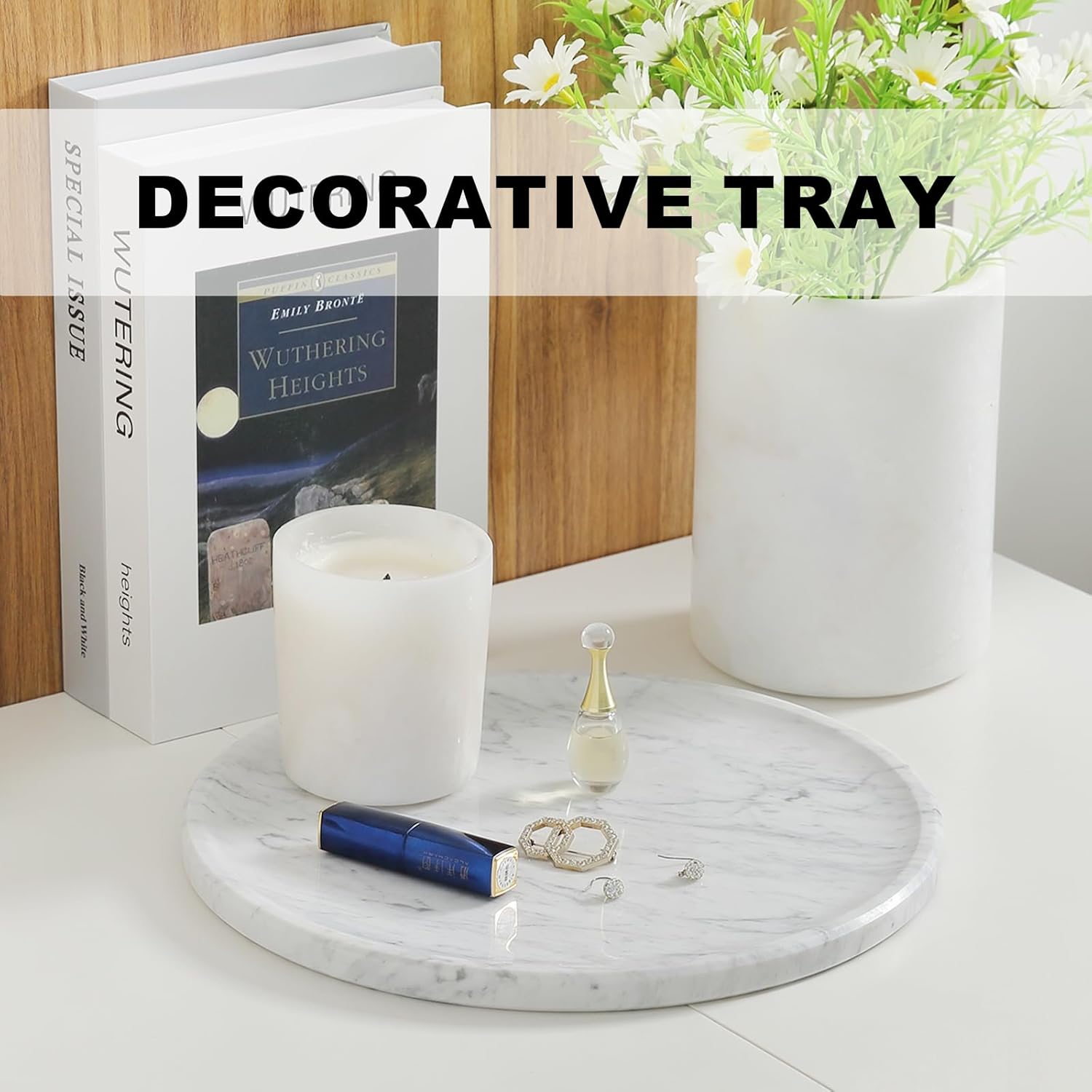 Marble Serving Tray / Carrara / Natural / 11.8 Inch