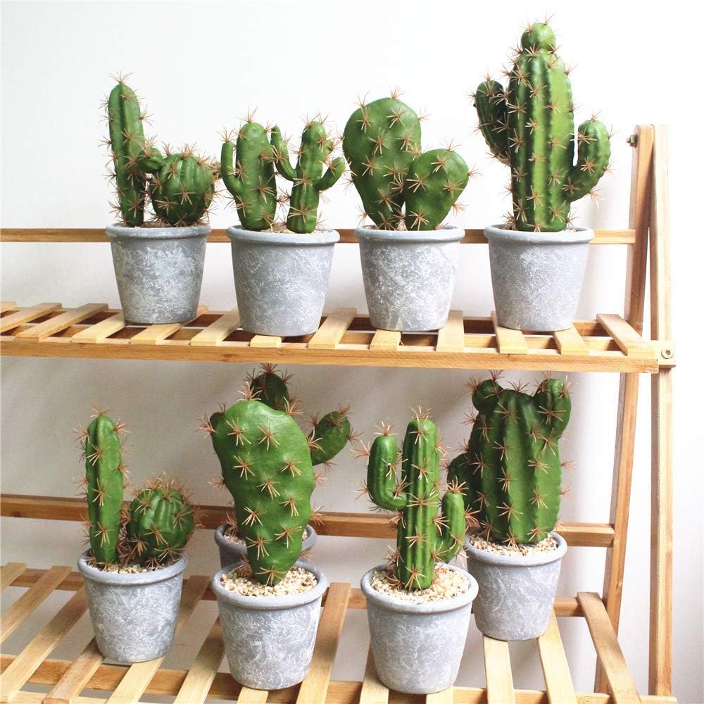 Artificial Succulent Plants Faux Cactus Decorative Succulents Potted Fake Cacti / B SET / Gray