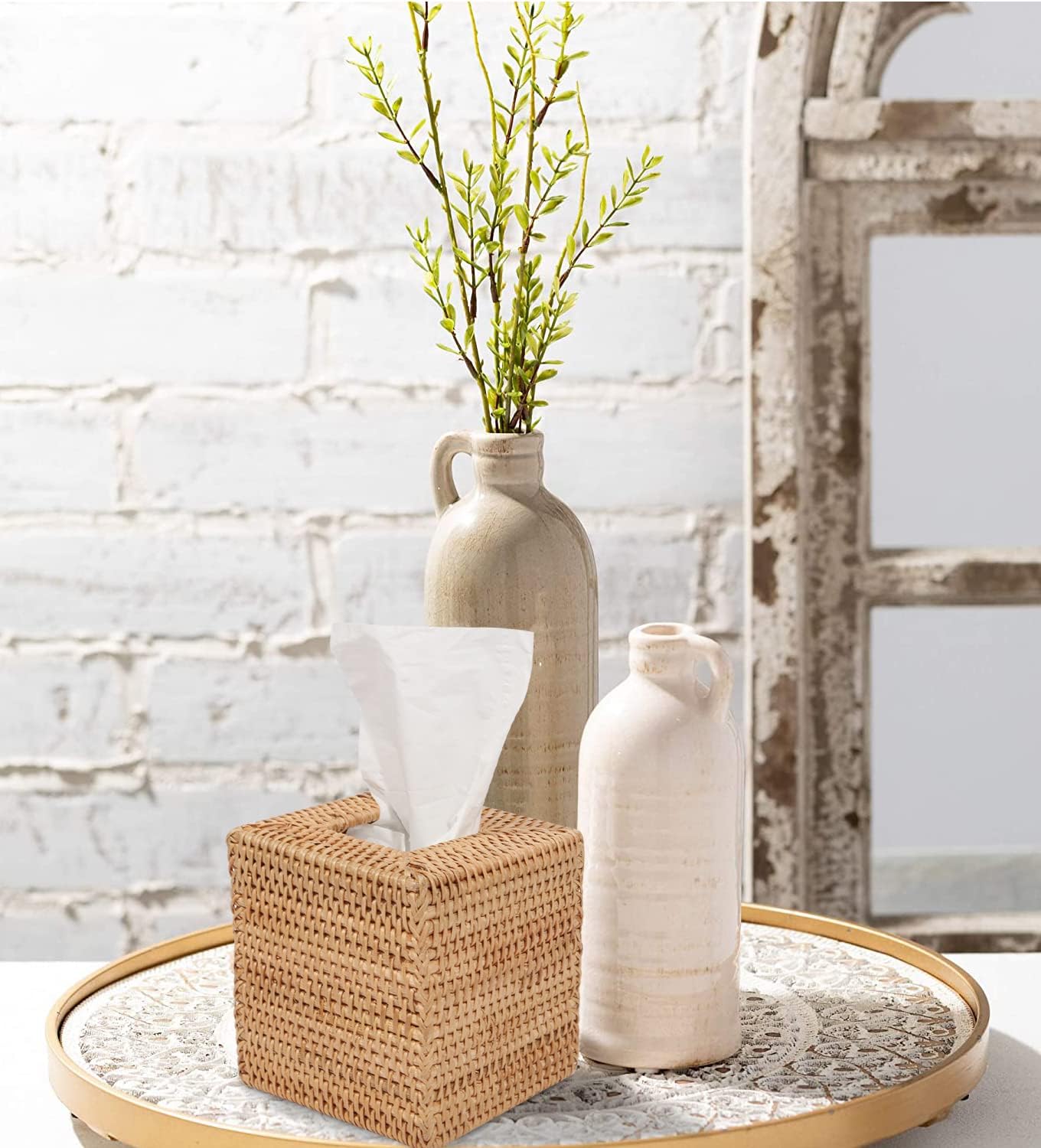 Rattan Tissue Box Cover / Natural