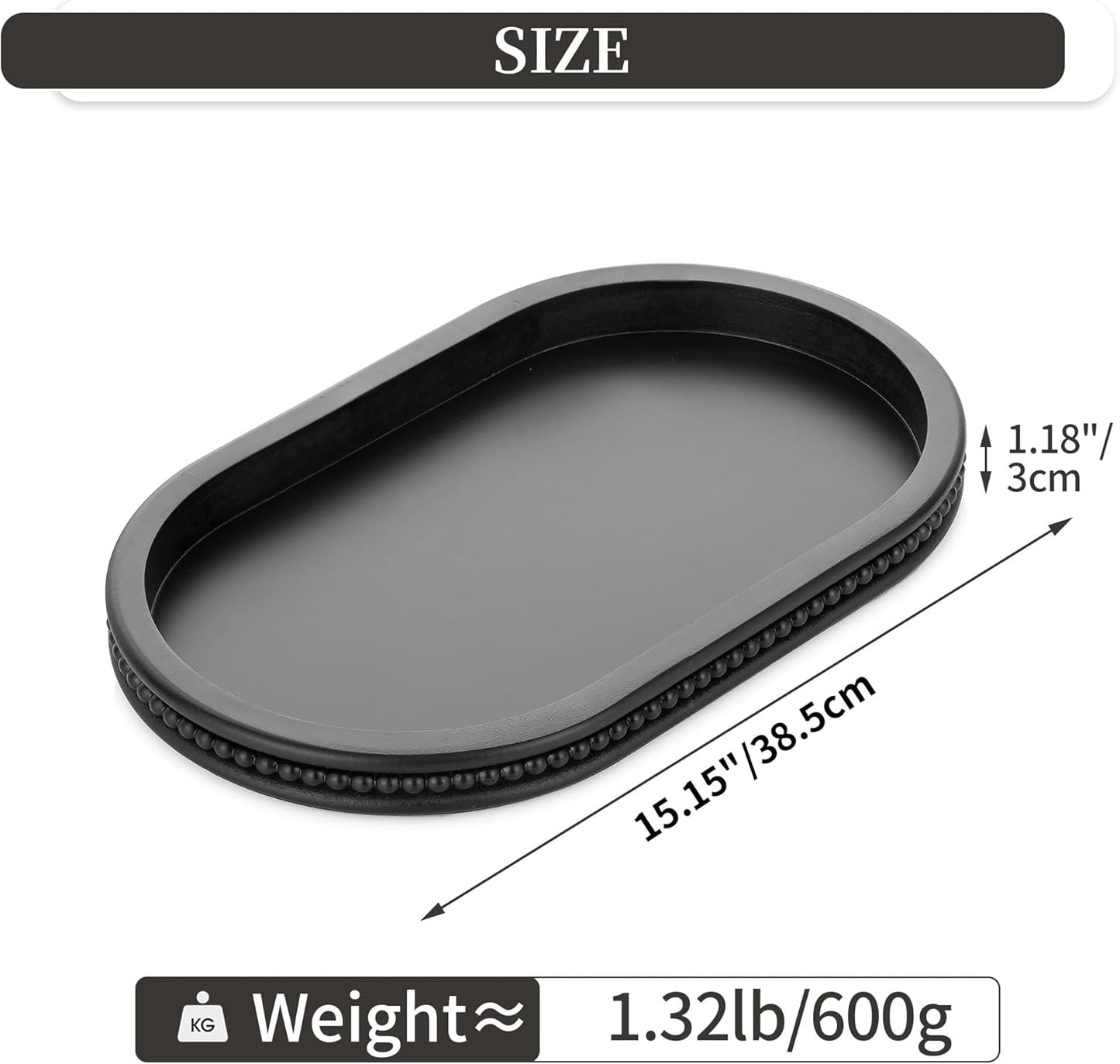 Oval Centerpiece Tray Wood for Farmhouse Entry Table Decor Round / Black
