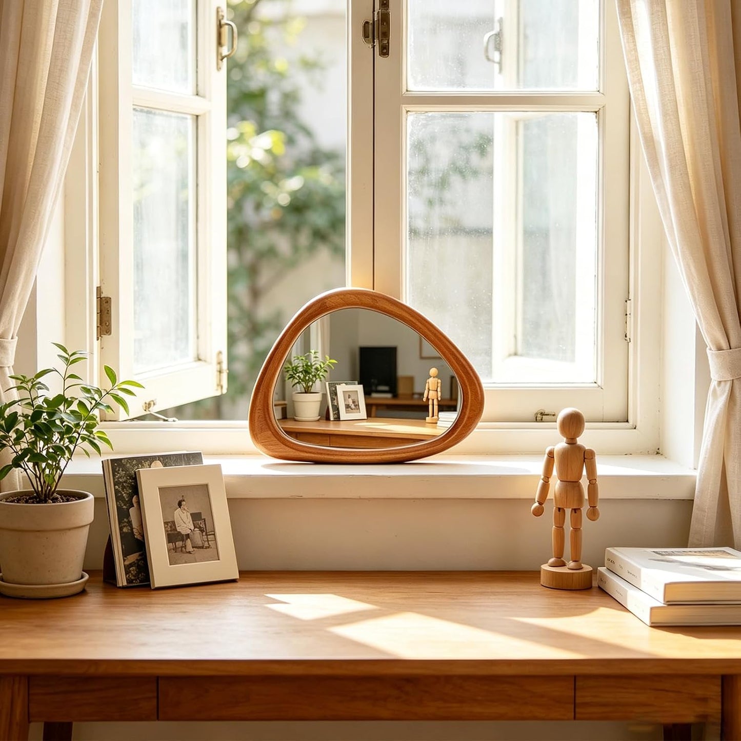 15 * Asymmetrical Wood Mirrors / Red Walnut / 15"L x 10"W / 10 Inch