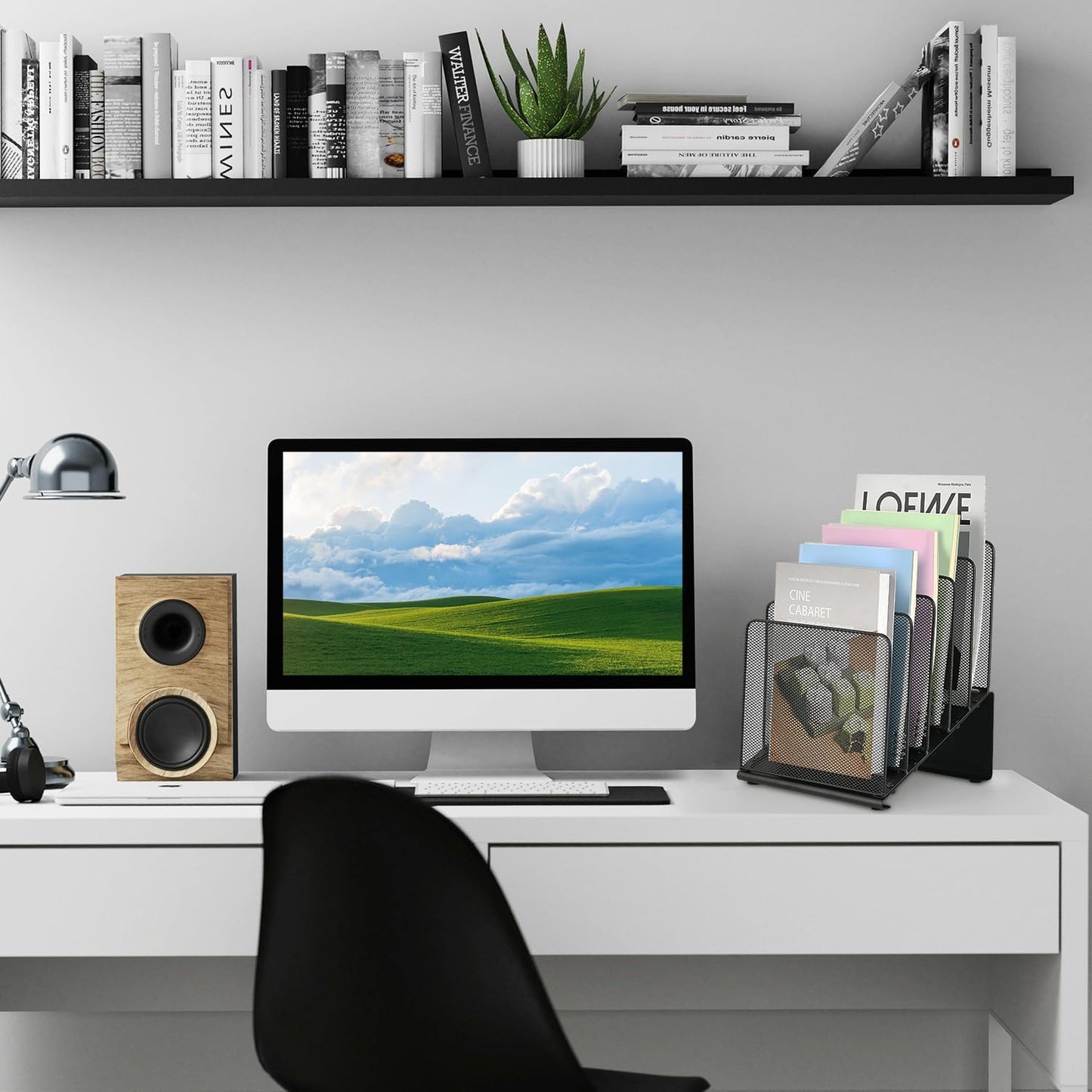 LEKETREE File Organizer for Desk, File Folder Organizer with 5-Section Vertical Rack, Suitable for Home Office Document