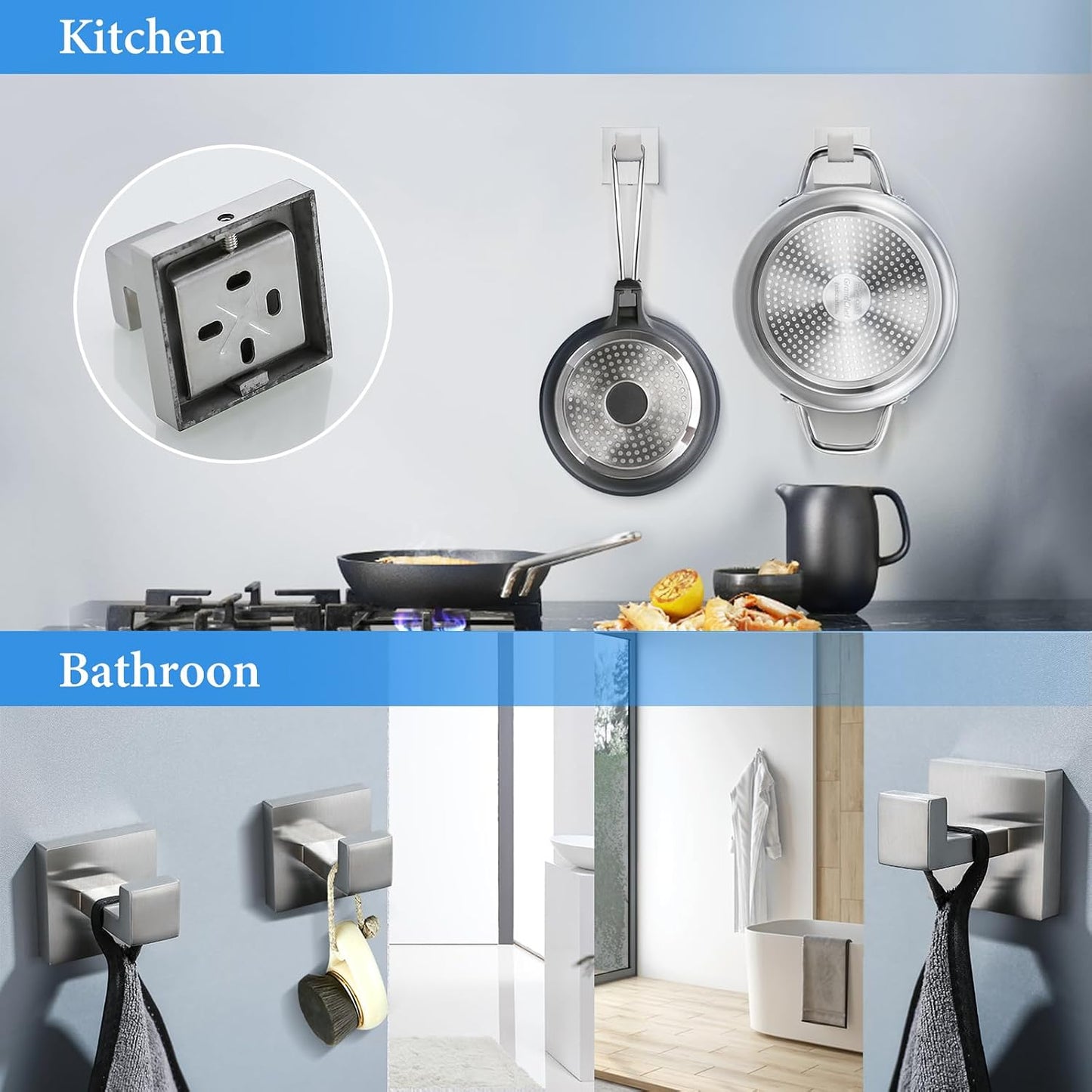 Brushed Nickel Bathroom Towel Bar Set Bathroom Accessories Hardware Set Including Double Towel Bar Towel Ring Coat Hook