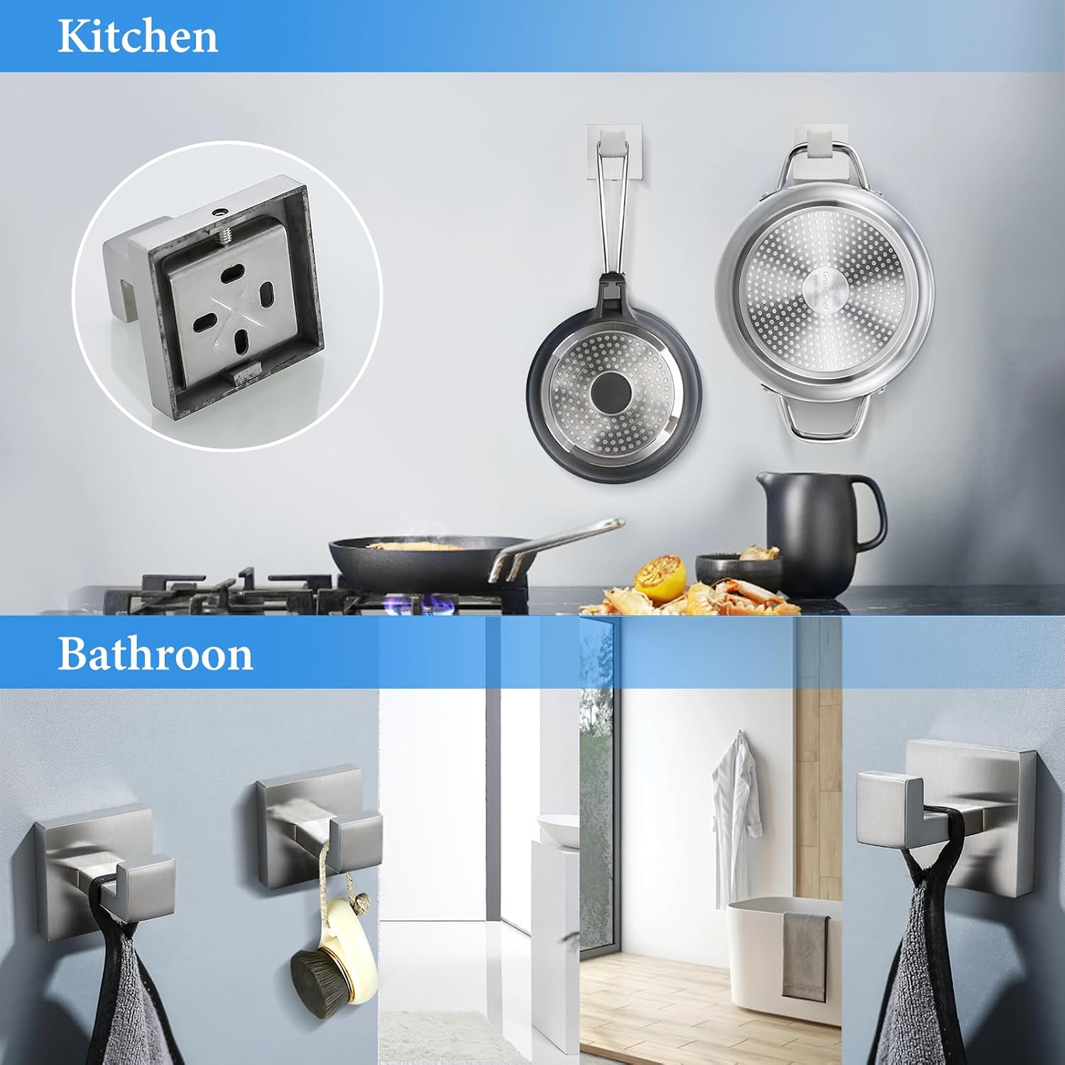 Brushed Nickel Bathroom Towel Bar Set Bathroom Accessories Hardware Set Including Double Towel Bar Towel Ring Coat Hook