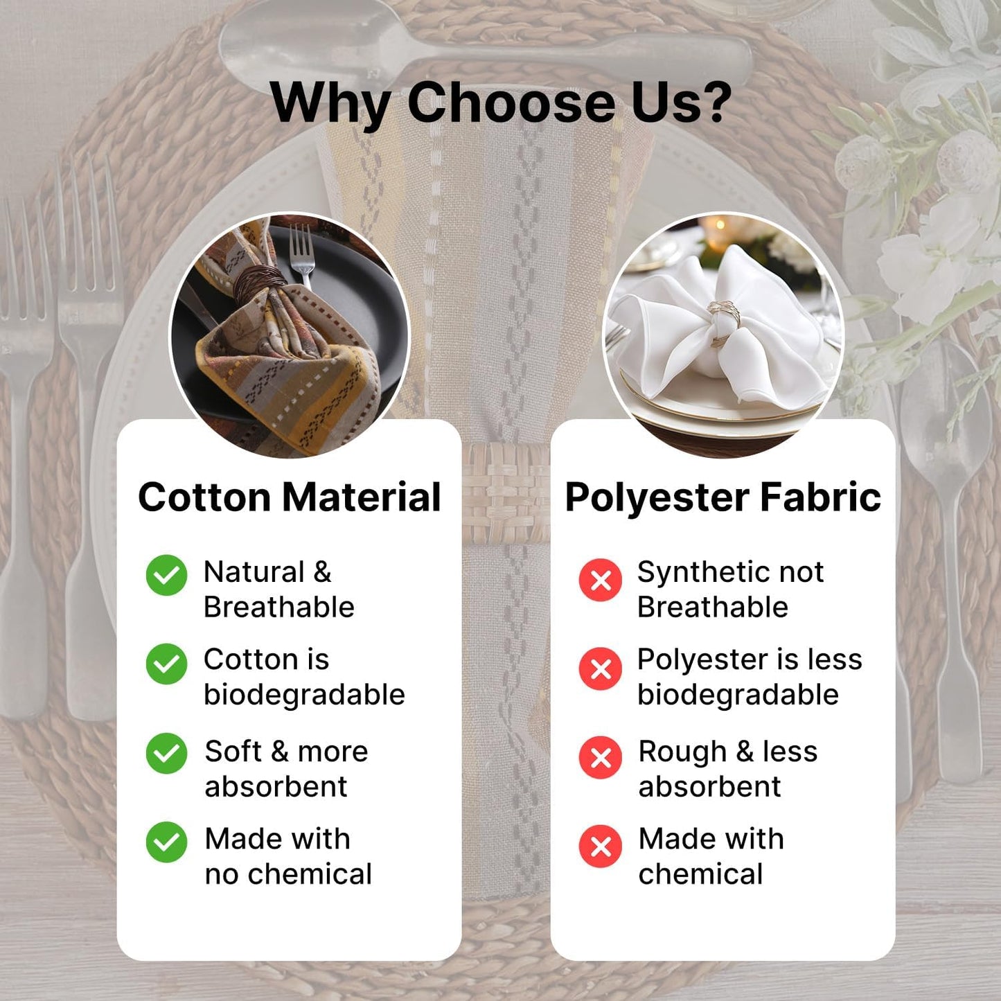 LFH Home Cotton Rich Cloth Salsa Napkin Set of 12 Washable Soft Durable Striped Napkins for Dining Wedding Daily Use