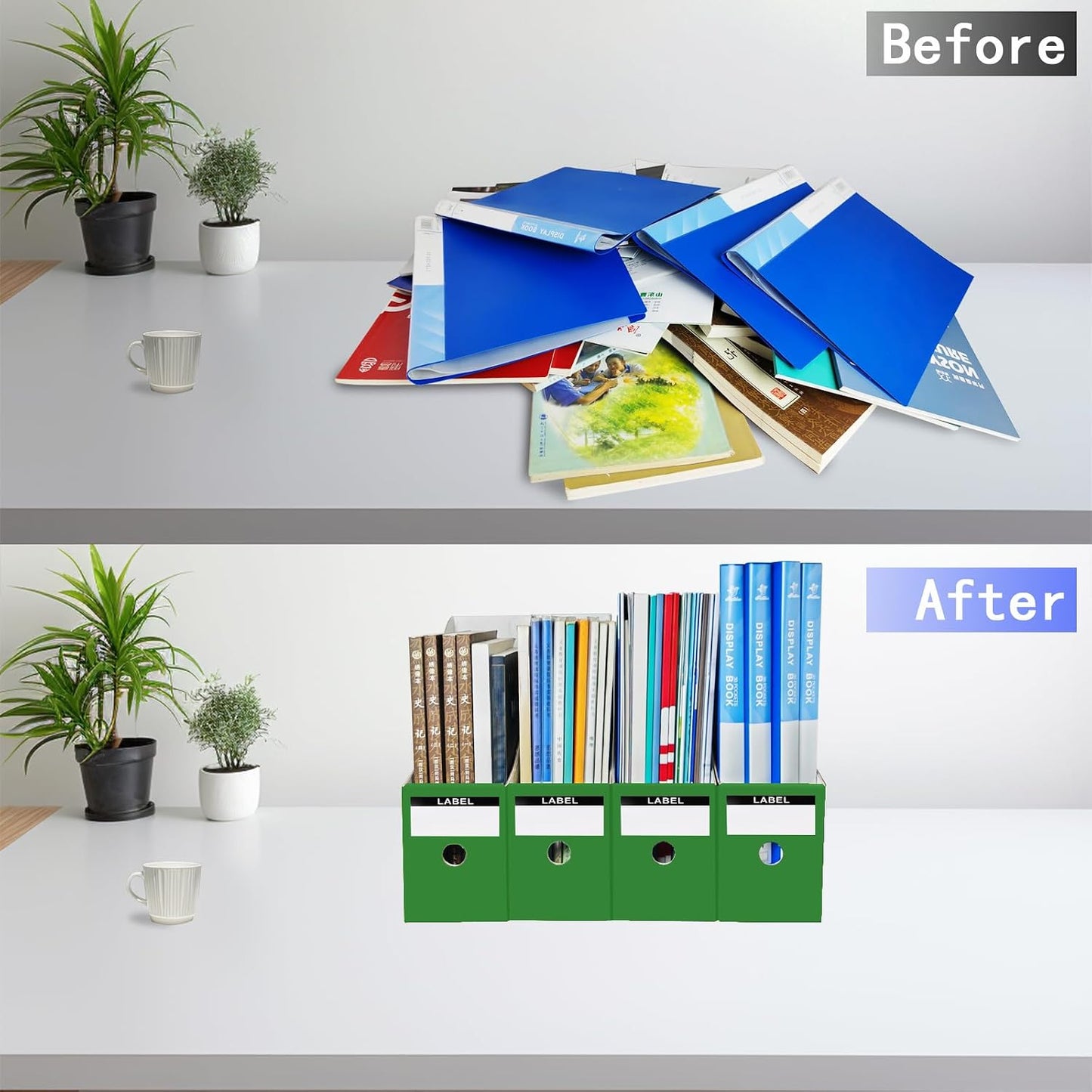 Limitliho 24 Pack Multi-Color Cardboard Magazine Holder for Desk or Shelves | 10.6''H×10.2'L×3.5''W Cardboard Magazine