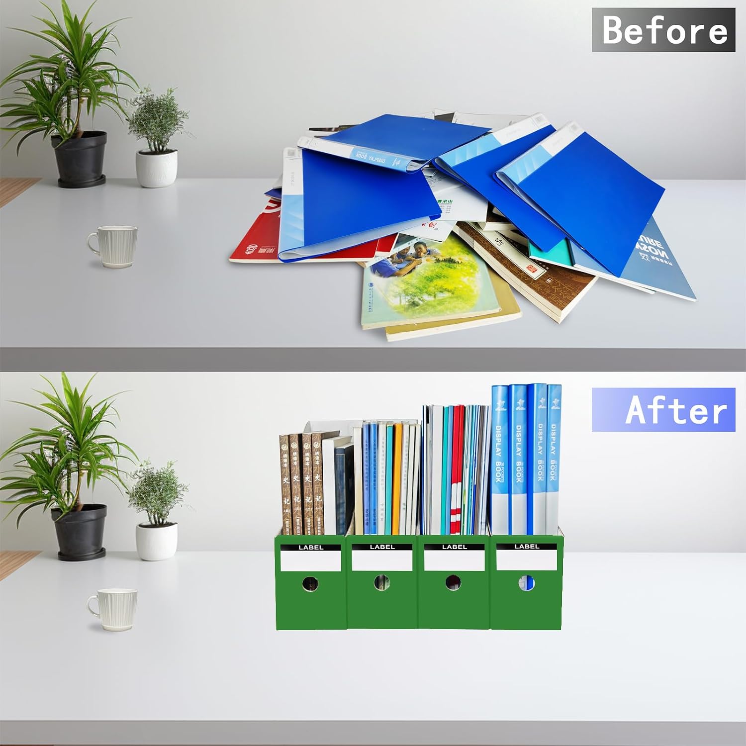 Limitliho 24 Pack Multi-Color Cardboard Magazine Holder for Desk or Shelves | 10.6''H×10.2'L×3.5''W Cardboard Magazine