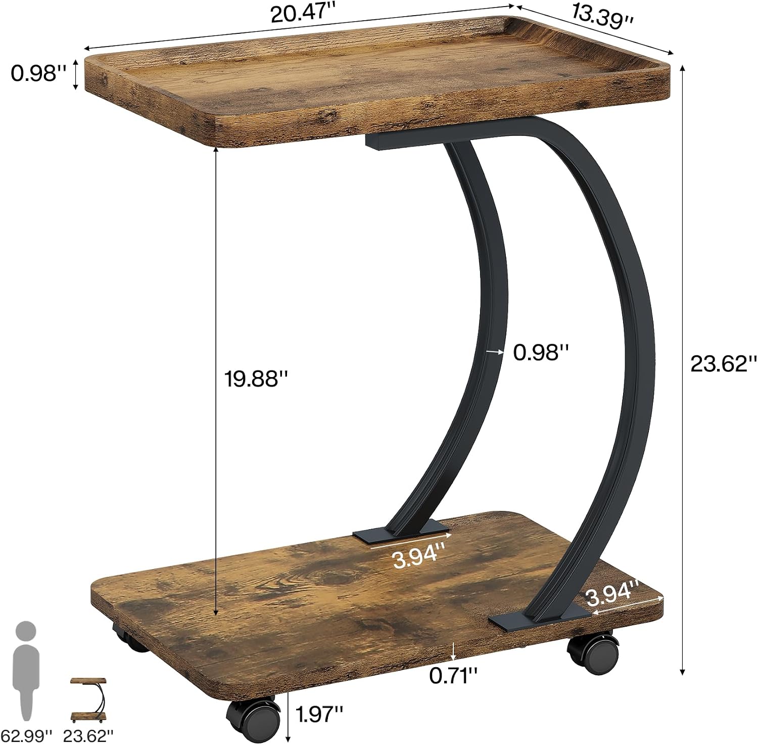 Wood Bedside Snack Couch Table / Set of 2