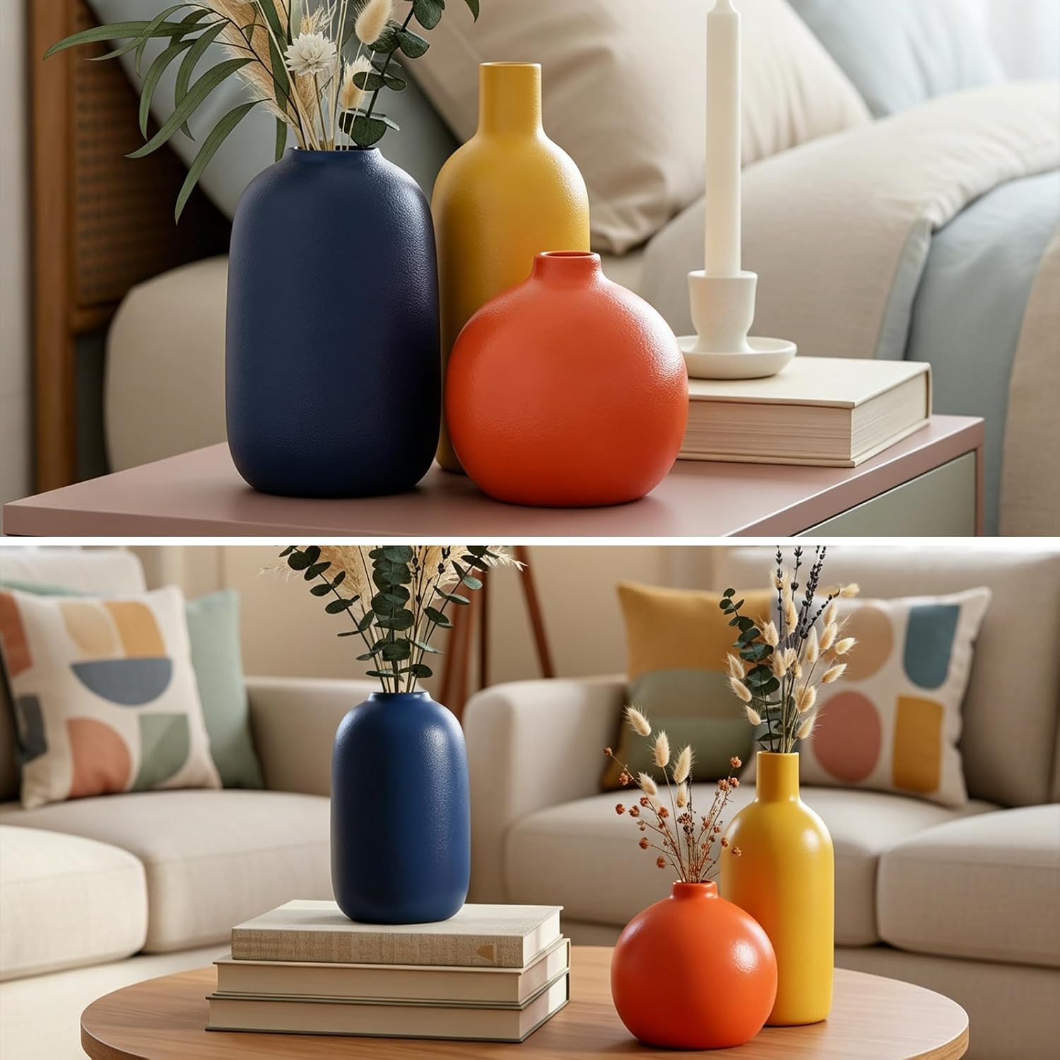 Colorful Ceramic Vase Set / A / Orange