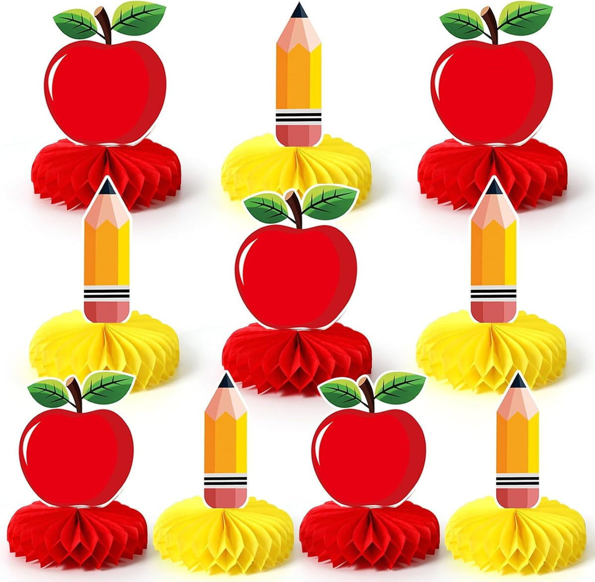 10Pcs Back to School Table Decorations, Pencil Honeycomb Decor