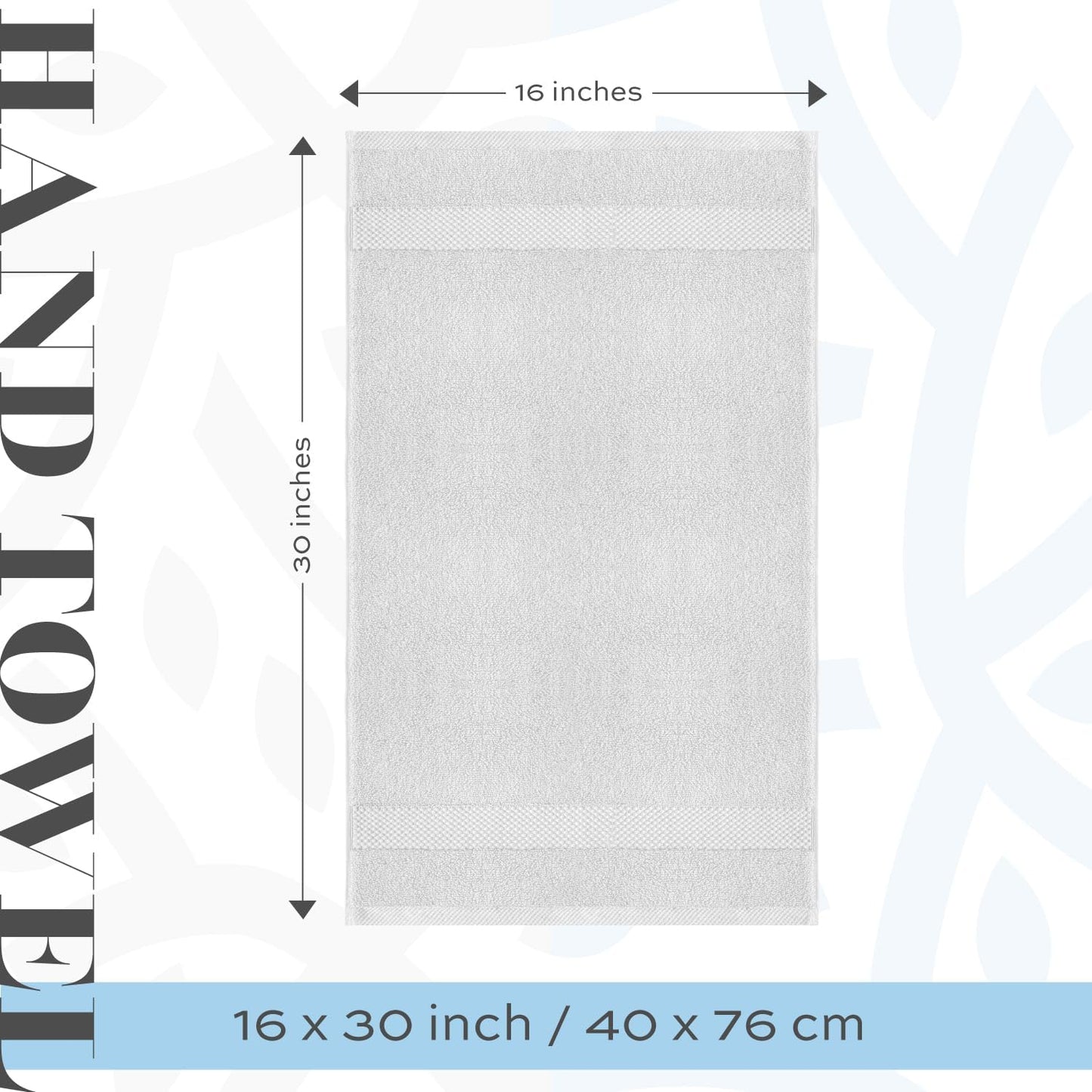 White Classic Luxury Silver Hand Towels - Soft 100% Turkish Cotton | Highly Absorbent Hotel spa Bathroom Towel