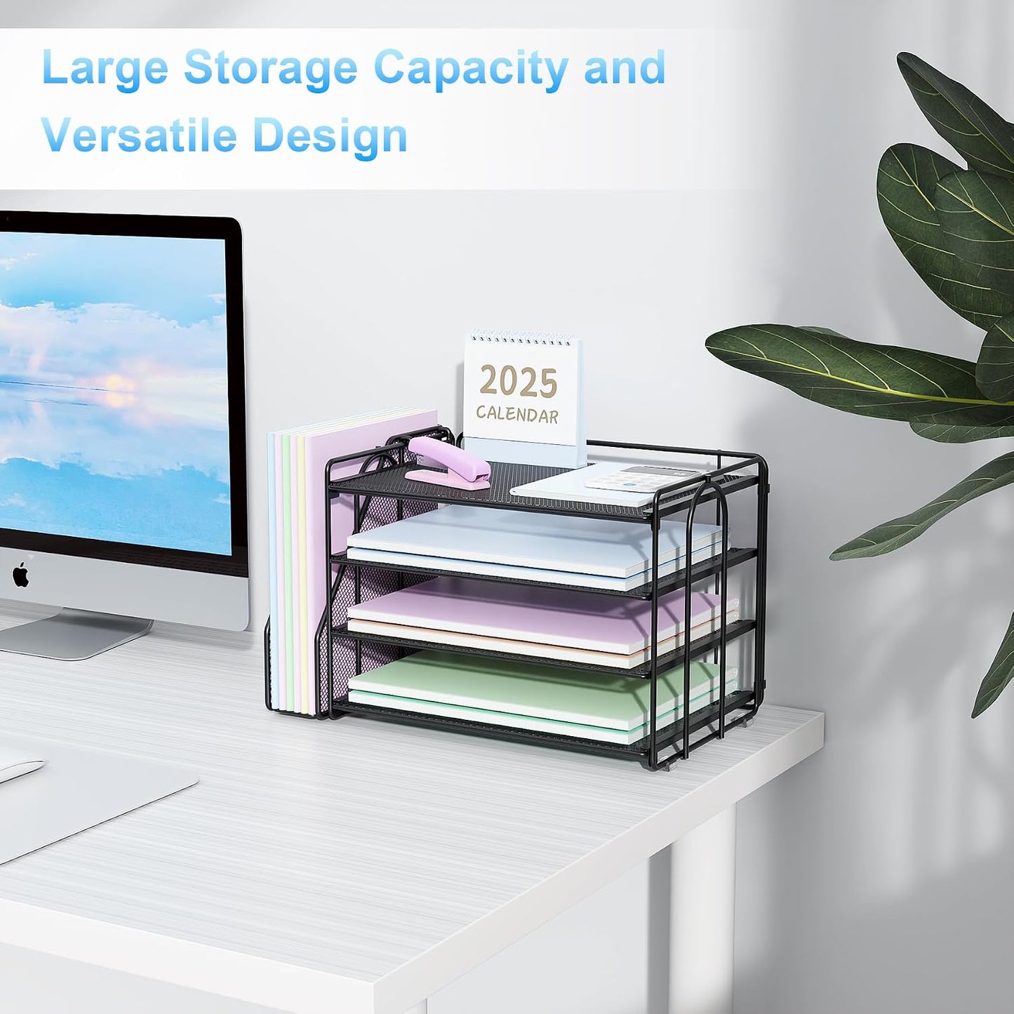 Spacrea 4-Tier Paper Organizer for Desk with File Organizer | Desk Organizers and Accessories Desk Accessories &