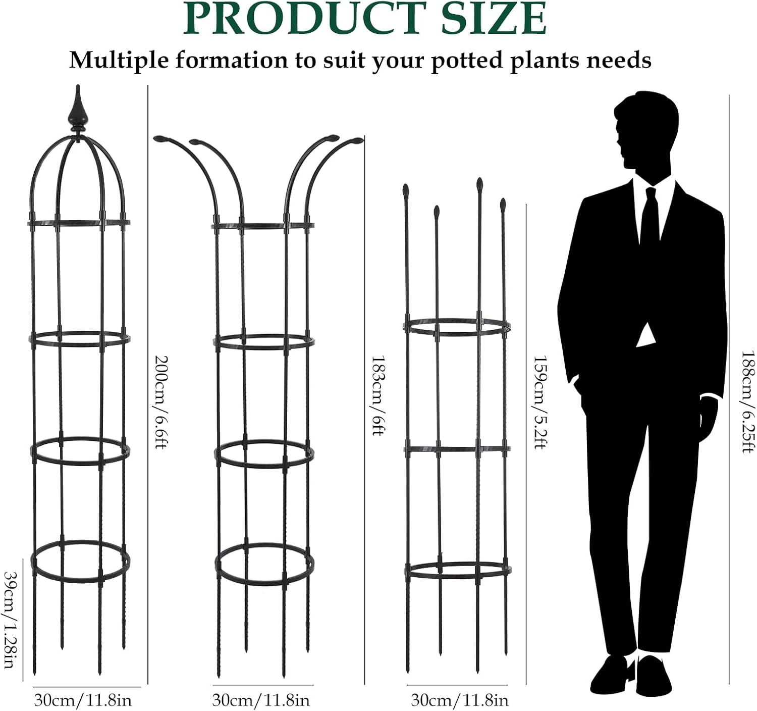 WellSign 2Pack 6.6ft Obelisk Trellis for Climbing Plants Outdoor Indoor | Garden Tower Trellis for Potted Plants with