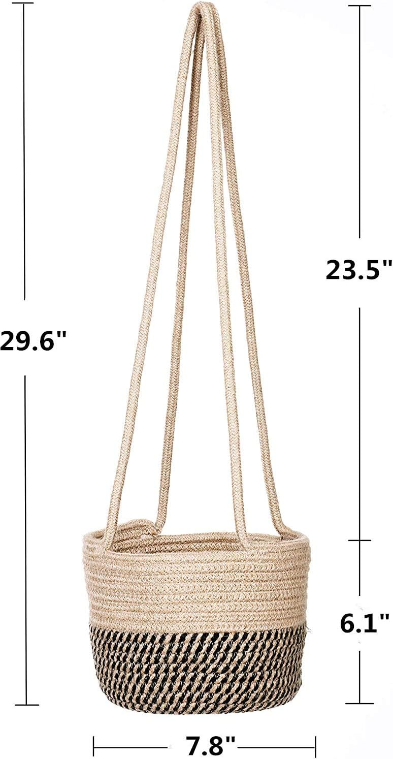 Hanging Planter Basket Rope Woven Plant Hangers Indoor Hanging Plant Holder Up to 7" Pot / Jute