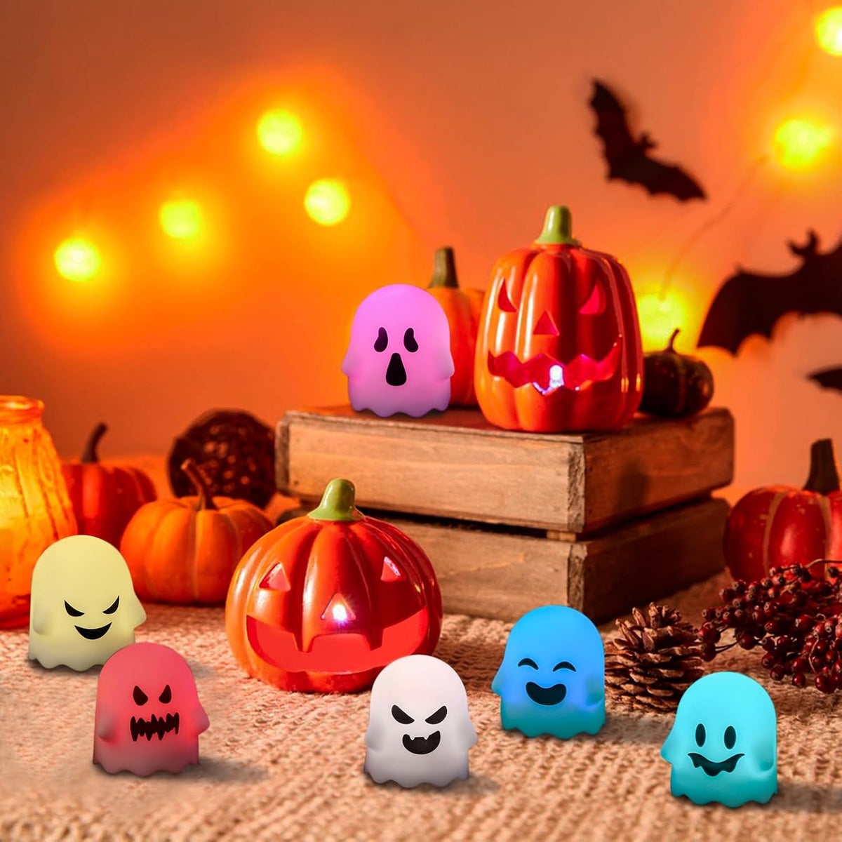 Halloween Ghost Flameless Candles Color Changing with Remote Timer | Battery Operated LED Votive Candle, 400 Hours Long