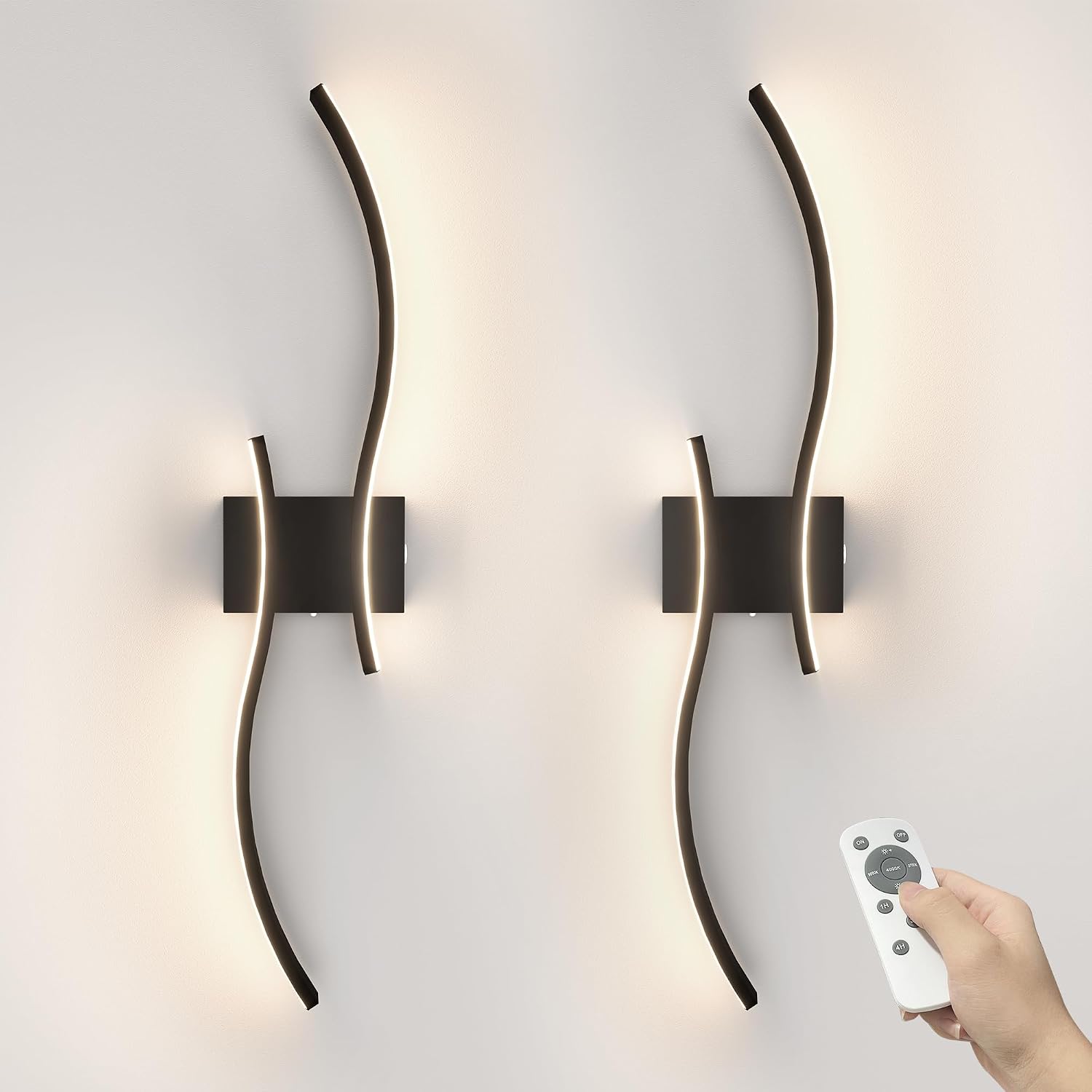 VOLISUN Battery Operated Wall Sconces Set of Two, 27.6 inch Wireless Wall Sconces, 3000K-6500K Dimmable Wall Lamps with
