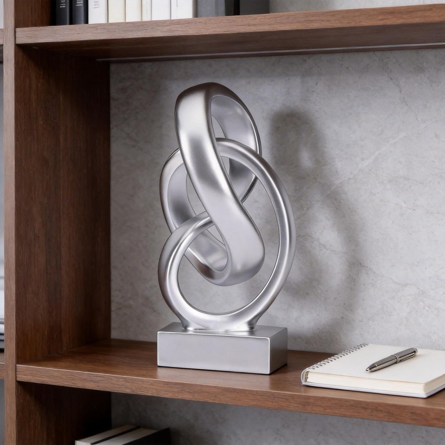 Modern Abstract Knot Sculpture / Silver