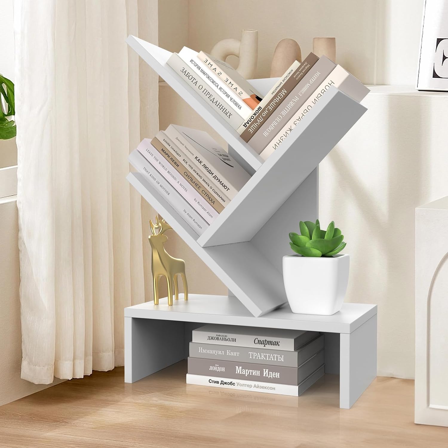 Compact Book Holder for Small Spaces / 4-tier-white