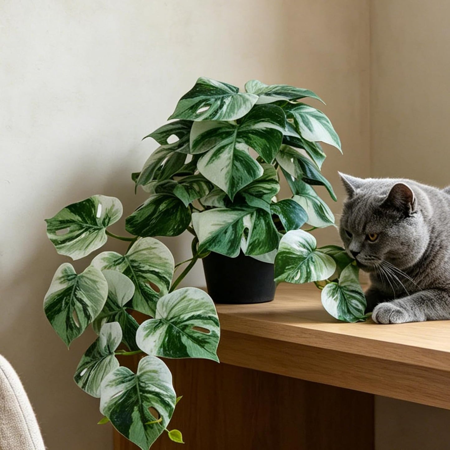Faux Ivy Hanging Plant / White and Green