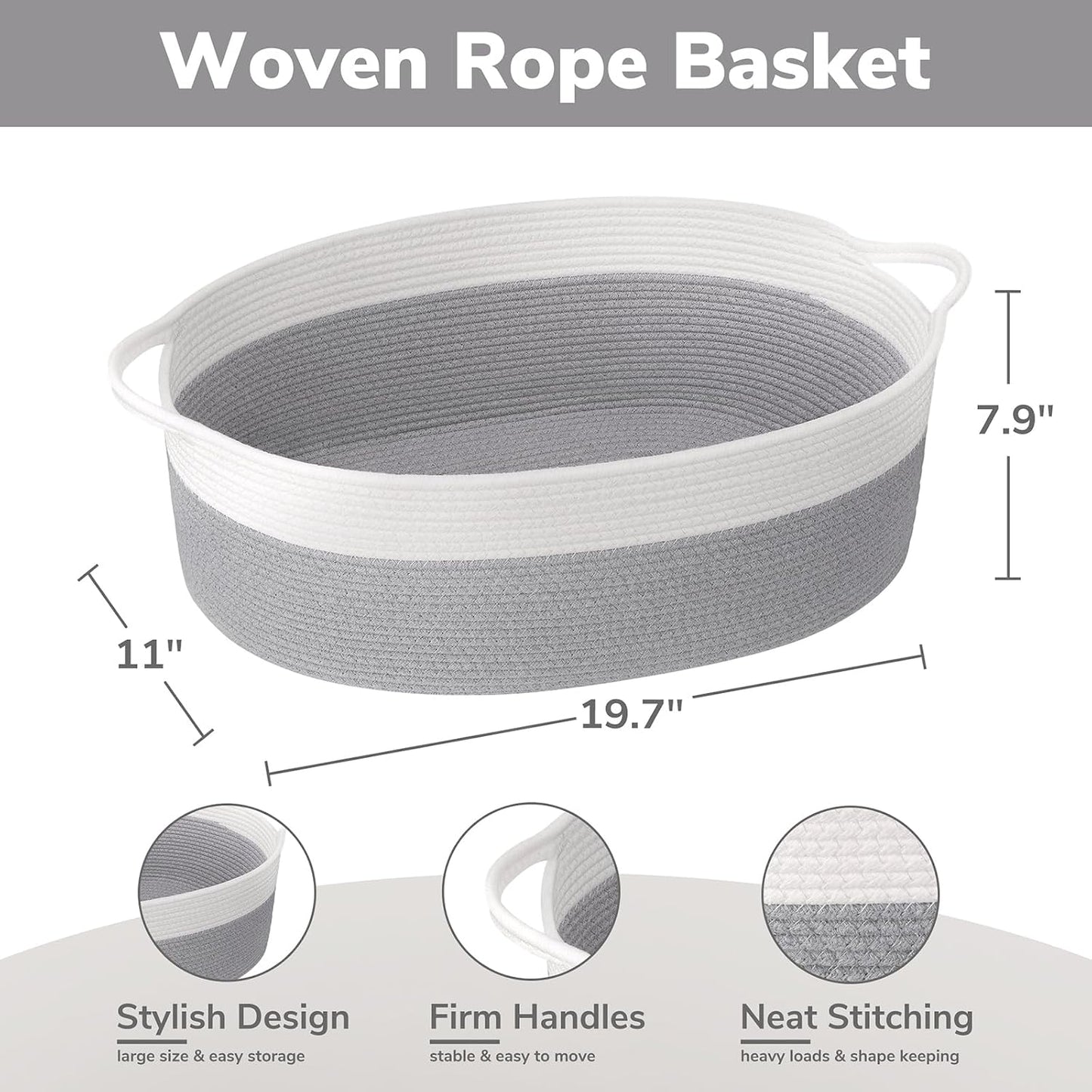 Large Dog Toy Basket / Gray / 19.7 x 11 x 7.9