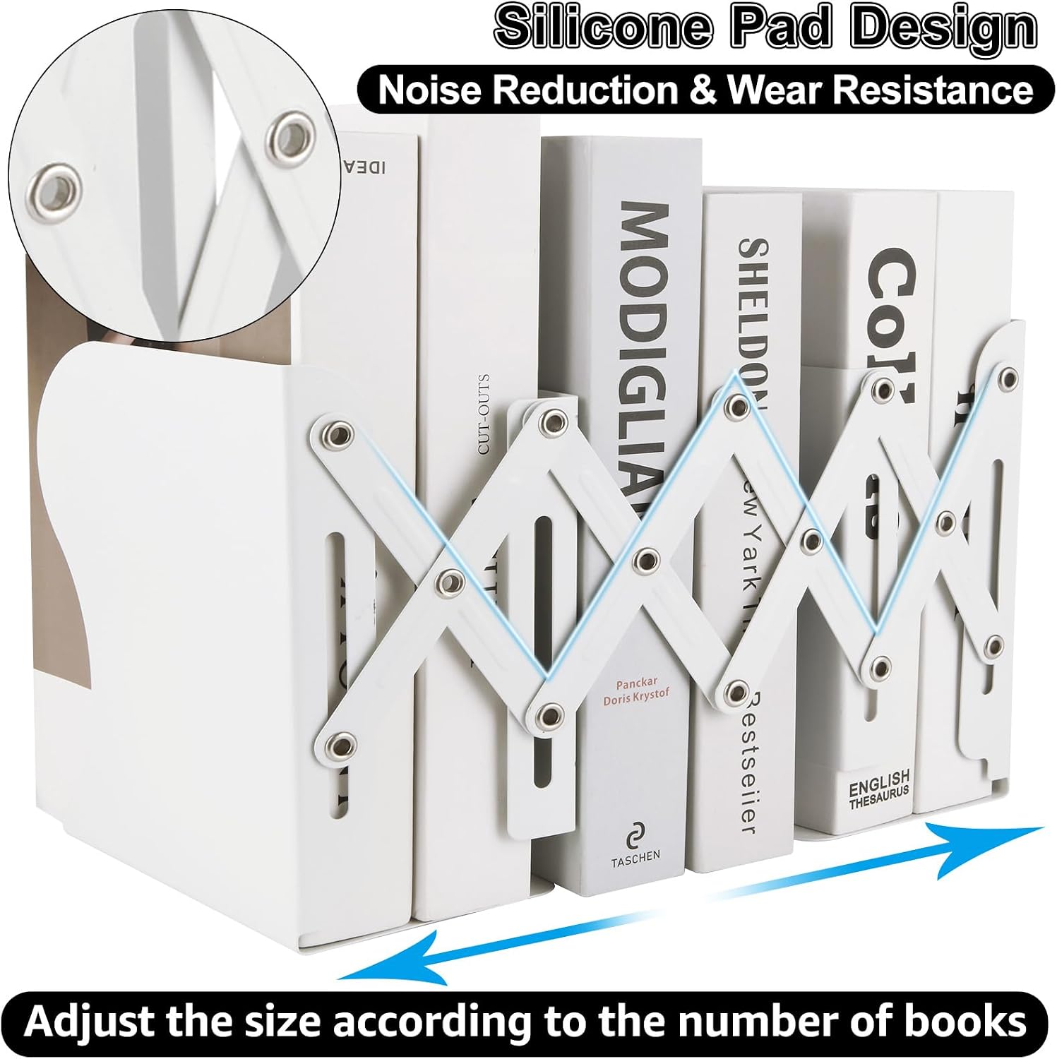 Expandable Metal Book Holder / White / Set of 2