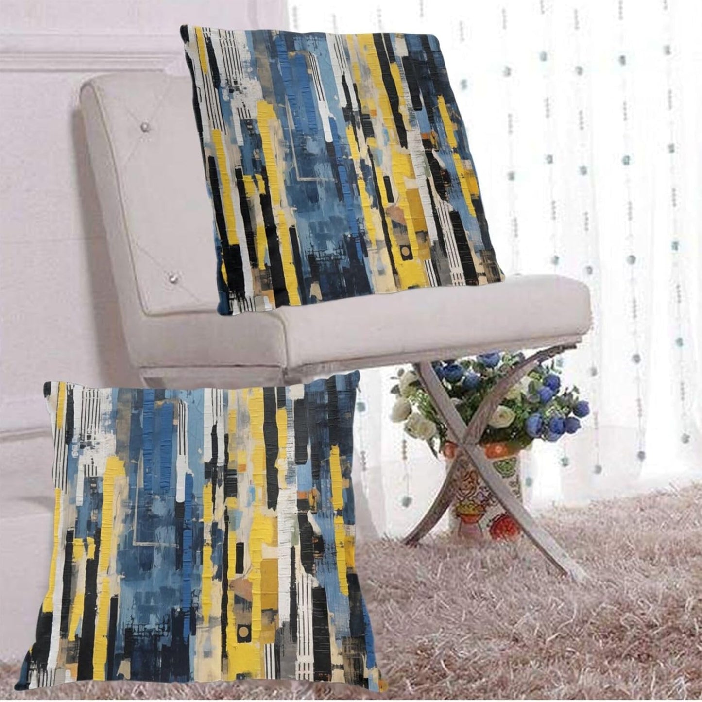Throw Pillow Covers Pillow Cases Decoration Cushion Cover / Abstract Blue White / 18 x 18 / Set of 2