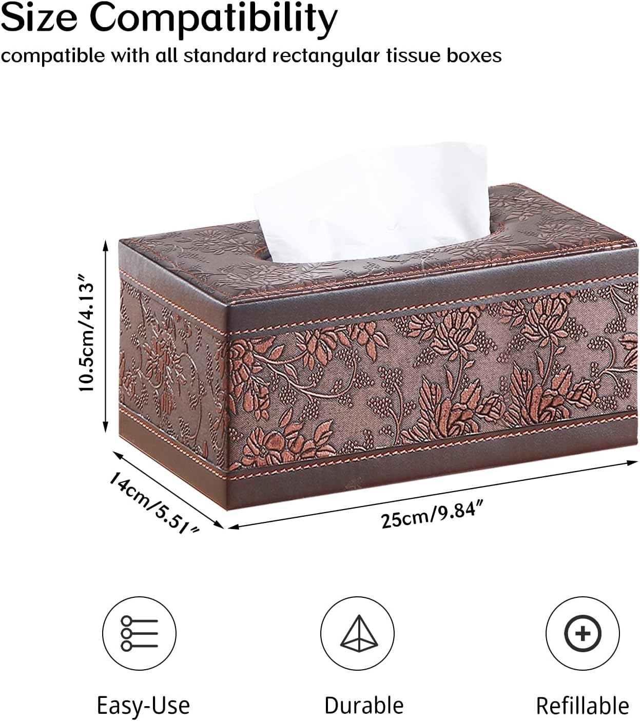 Tissues Box Holder Modern Rectangular Facial Paper Towels Organizer / A Retro-embroidery