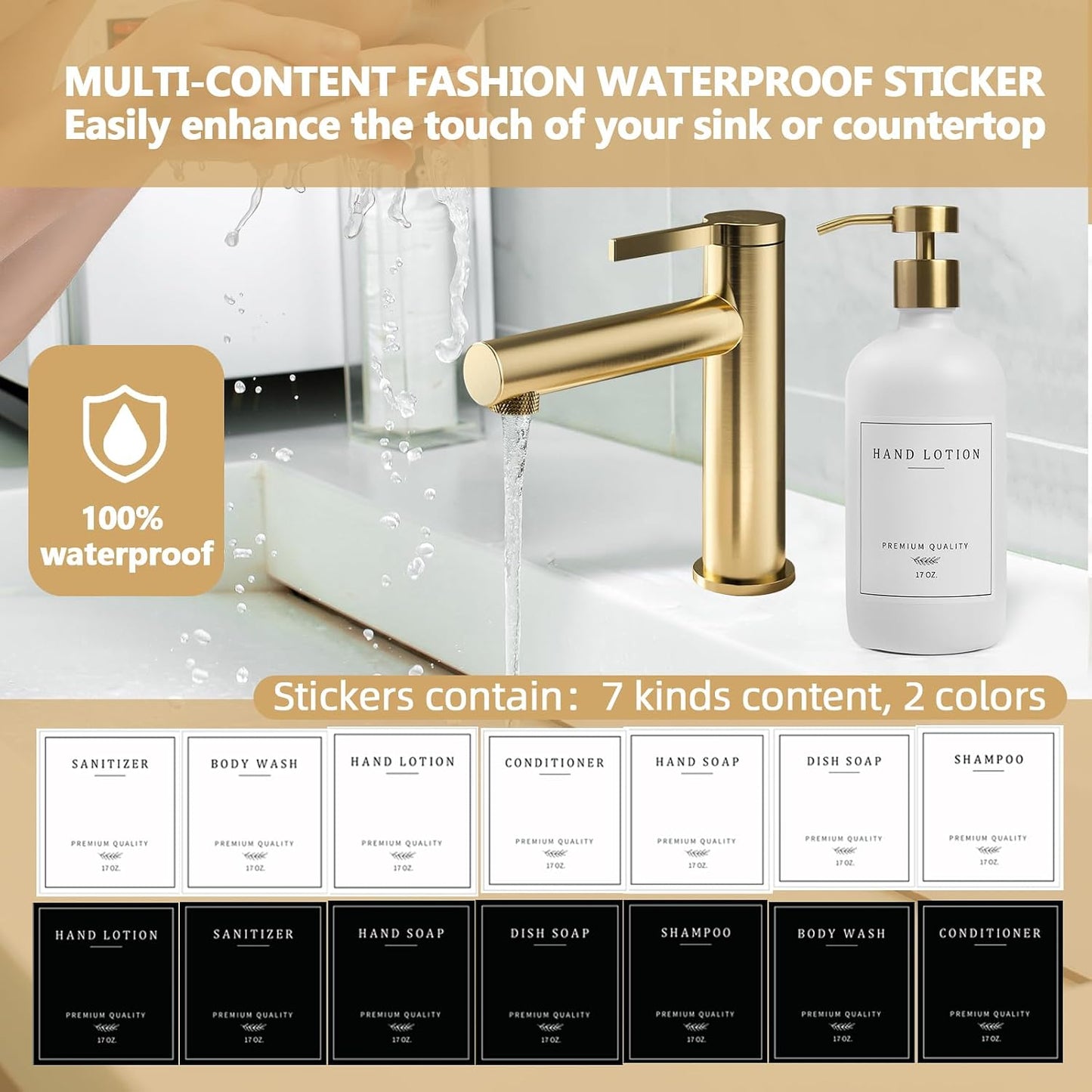 Soap Dispenser Bathroom - Kitchen Dish and Hand Soap Dispenser Set, Glass Bathroom Soap Lotion Dispenser with Pump