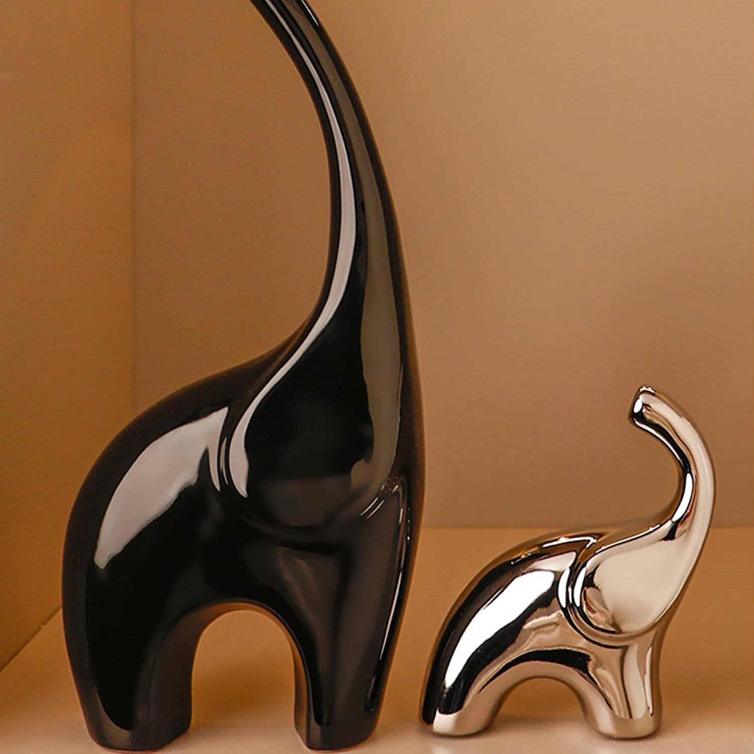 Shelf Modern Bookshelf Decor Figurines / Black, White and Bright Silver / 10 x 7 x 27