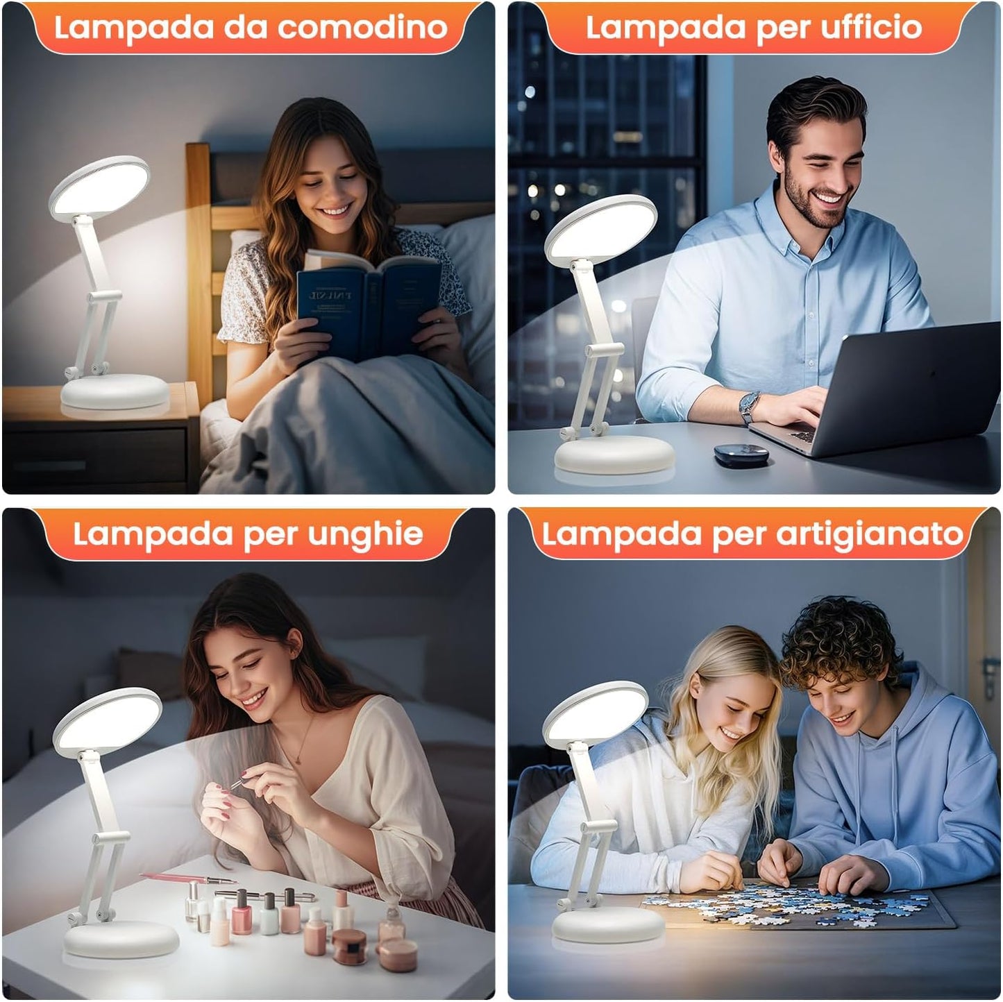 Battery Battery Operated Cordless Rechargeable Lamp - 3600mAh 10 Brightness Wireless LED Desk Table Lamp, Small Mini