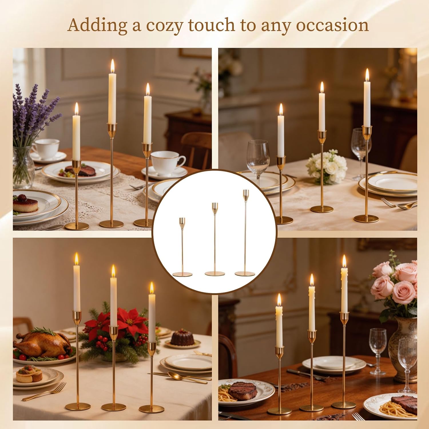 Gold Candlestick Holders, Set of 18 Taper Candles Holder for Candlestick Metal Candle Sticks Holders Stand Candelabra