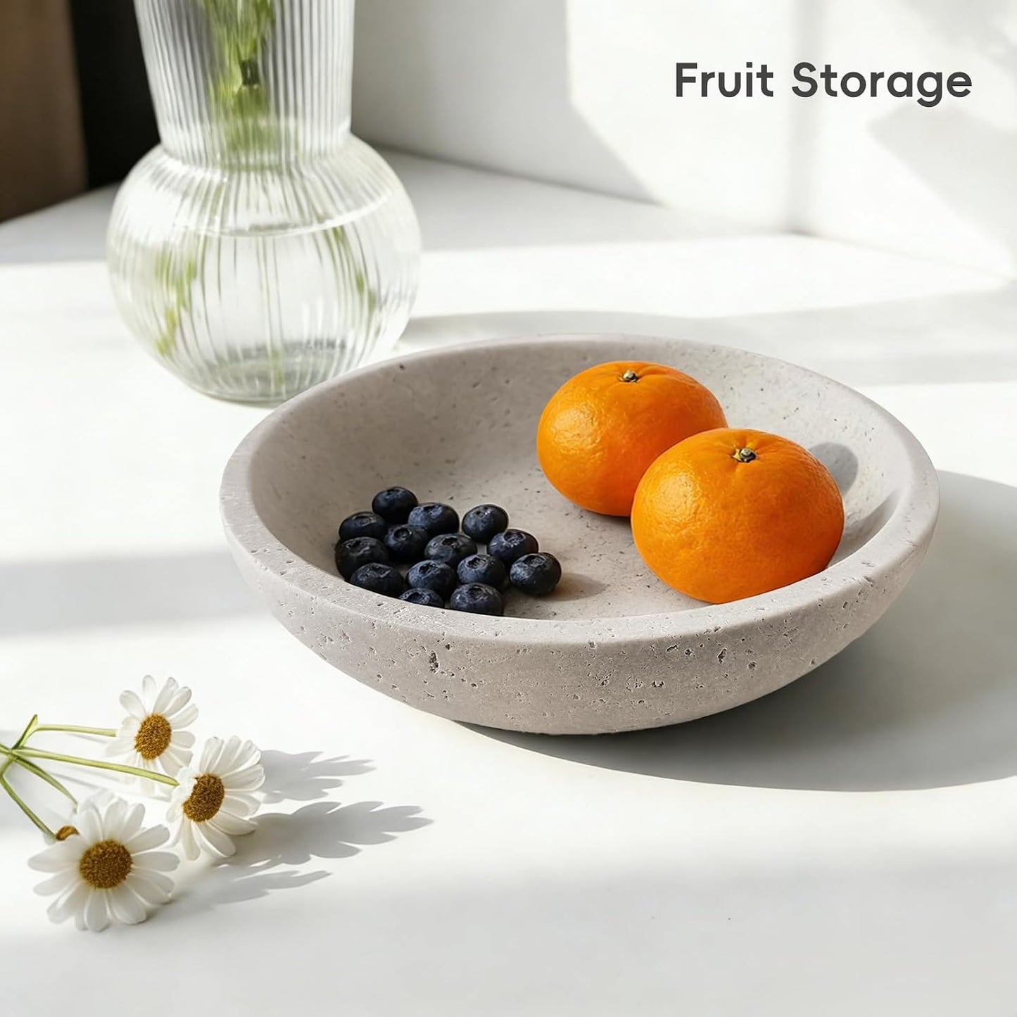 Travertine Bowl Modern Key Bowls for Entryway Table / Grizzly