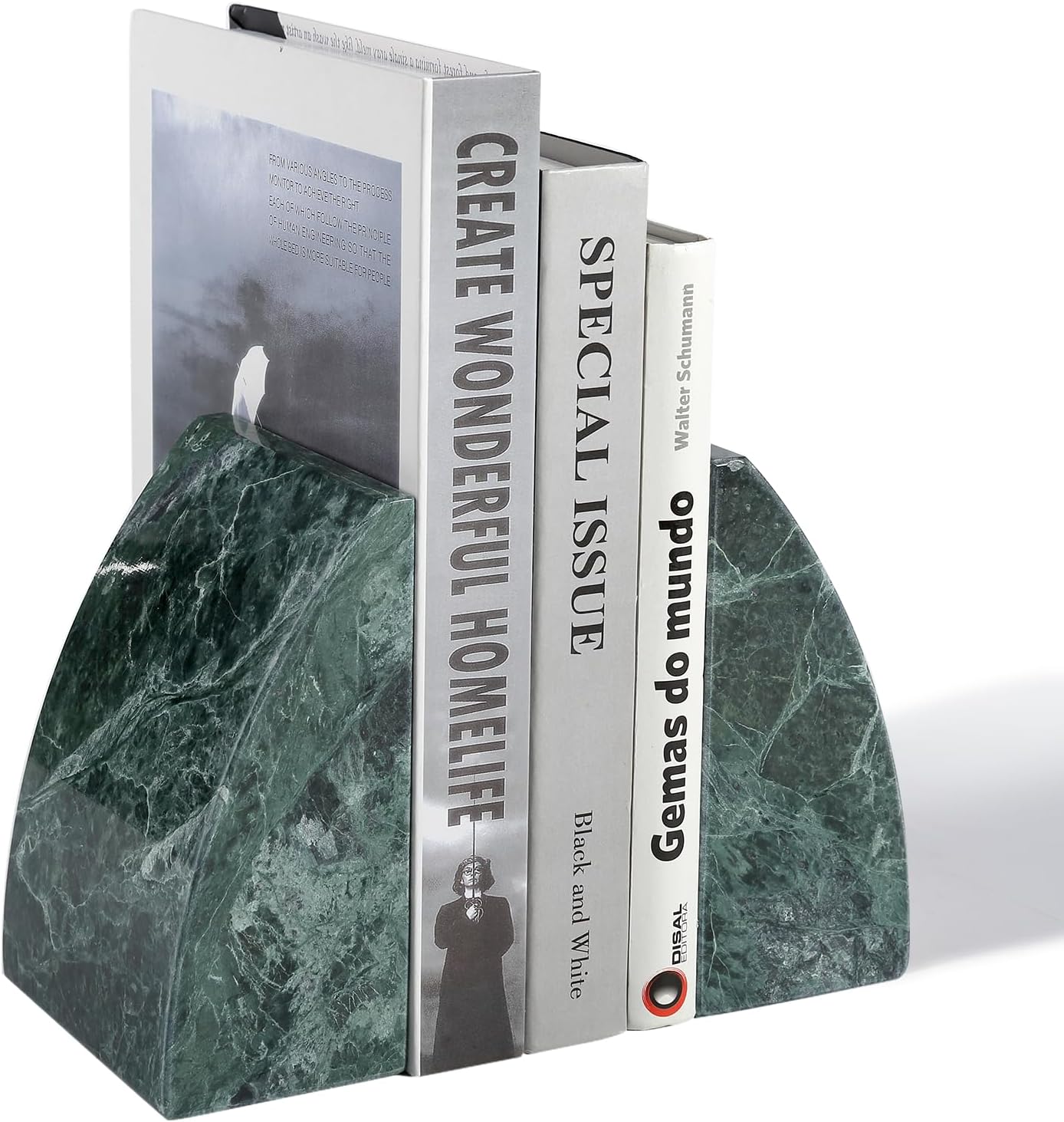 Marble Bookends / Non-Slip Heavy Duty Book Stopper / Sail-green