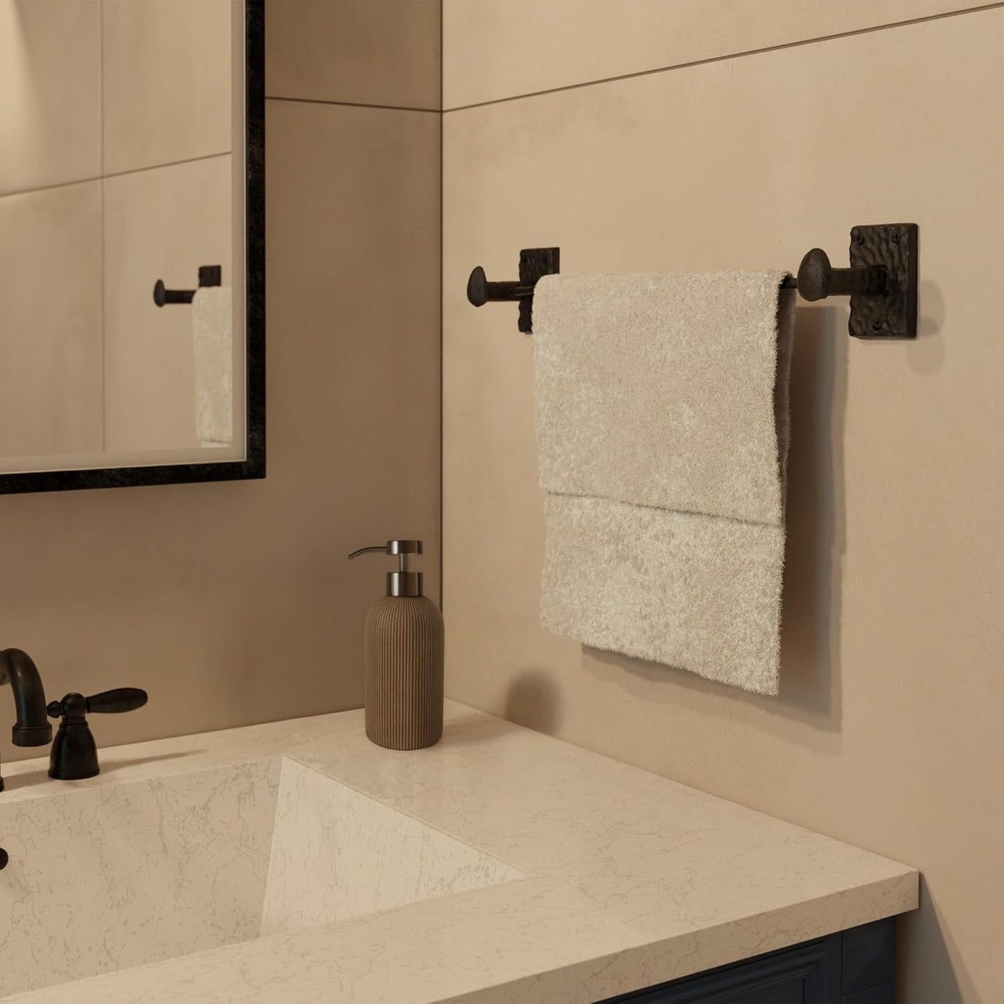 Hammered Effect Texture / Motris Cast Iron Towel Bar