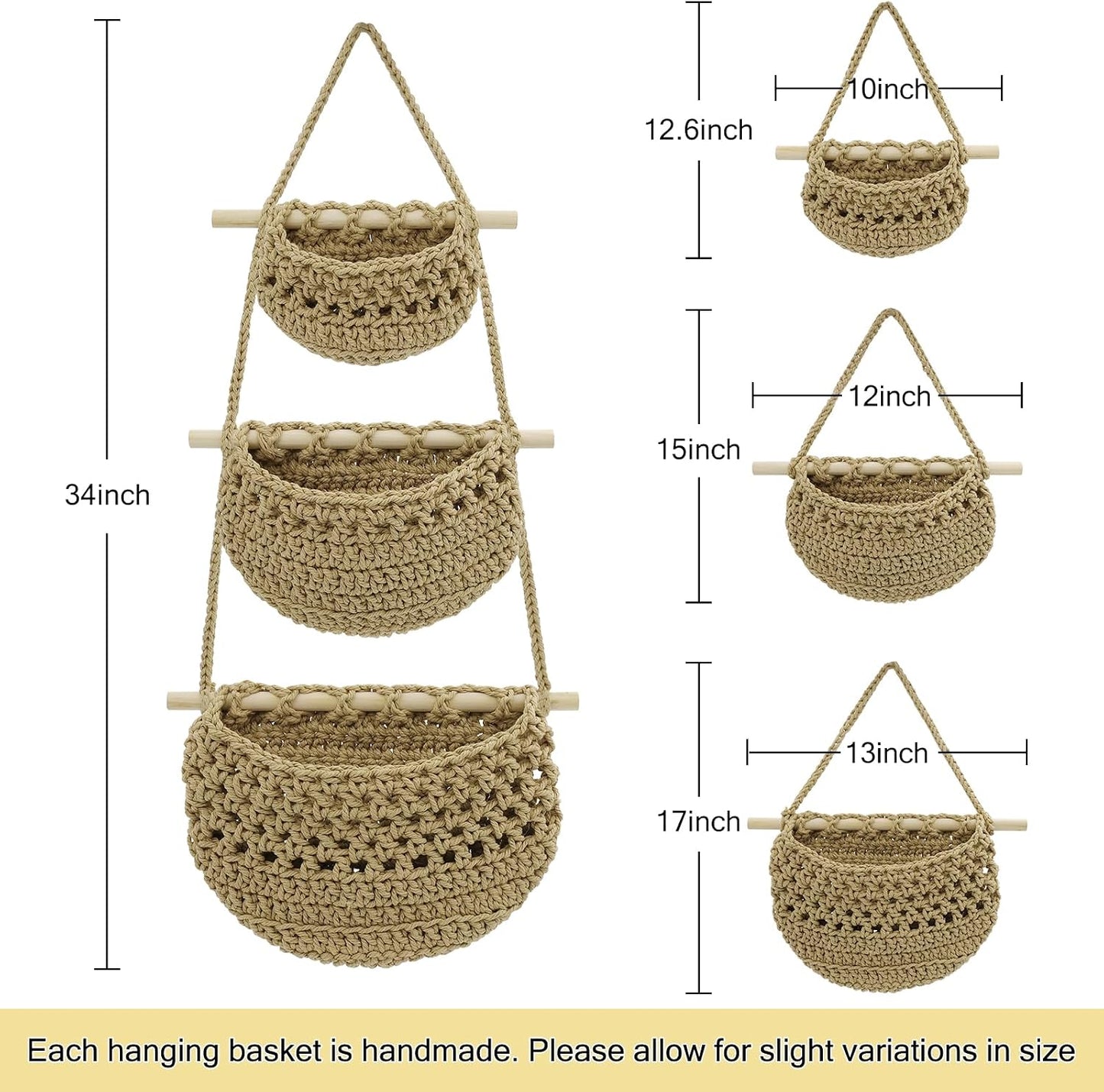 Boho Wall Baskets / Brown-cotton