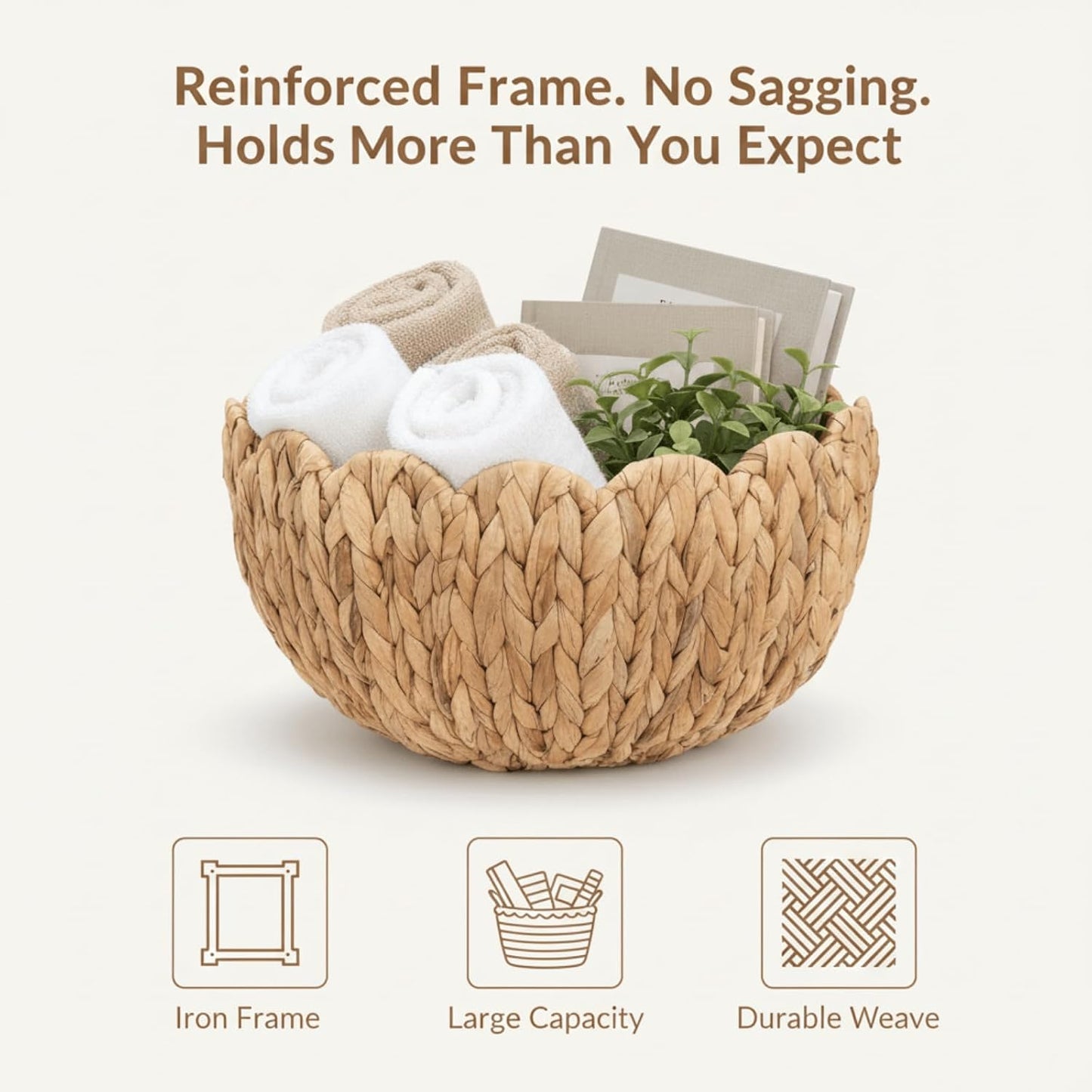 Large Scalloped Wall Basket / Natural / 16 x 7 x 10