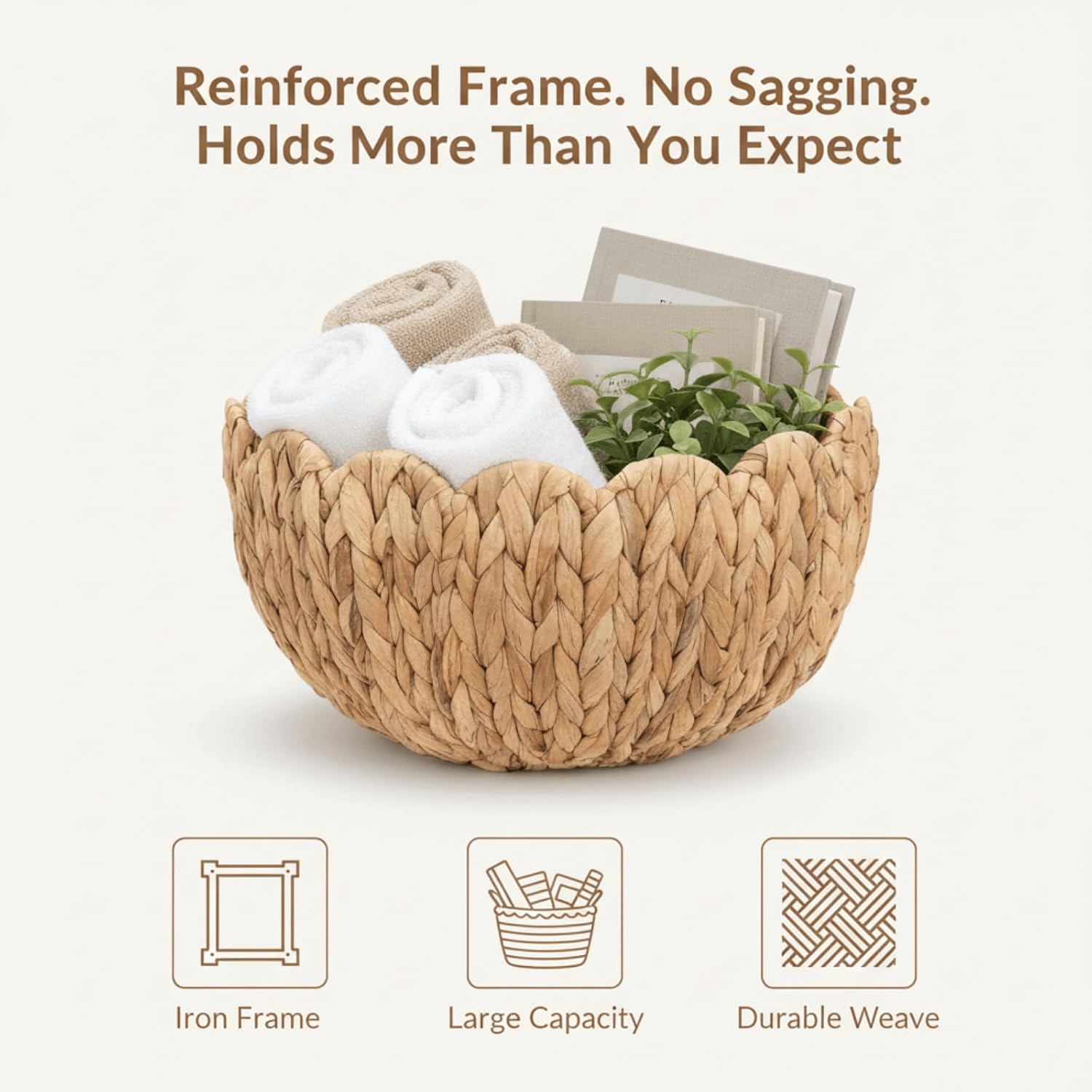 Large Scalloped Wall Basket / Natural / 16 x 7 x 10