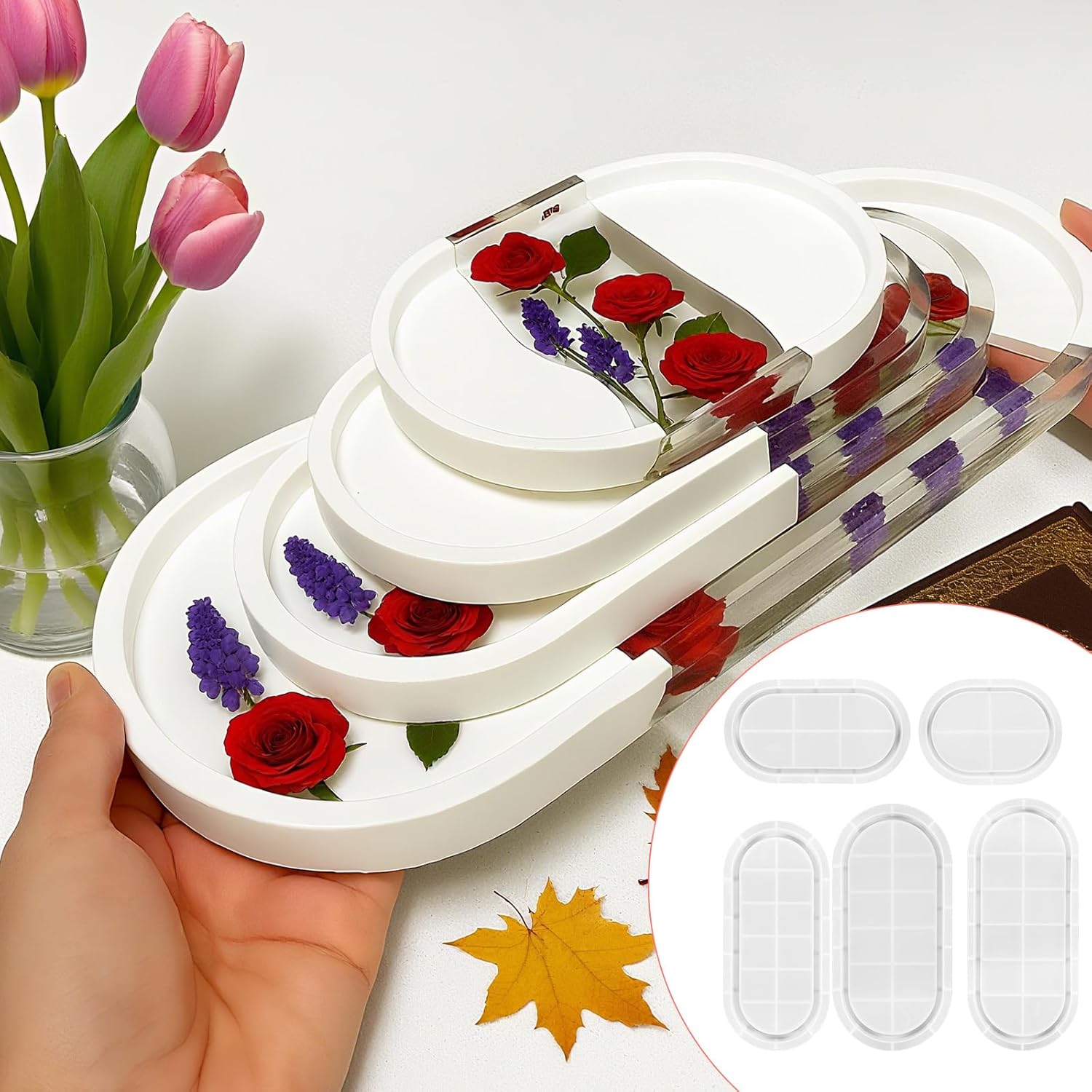Oval Tray Resin Molds Set / Set of 5