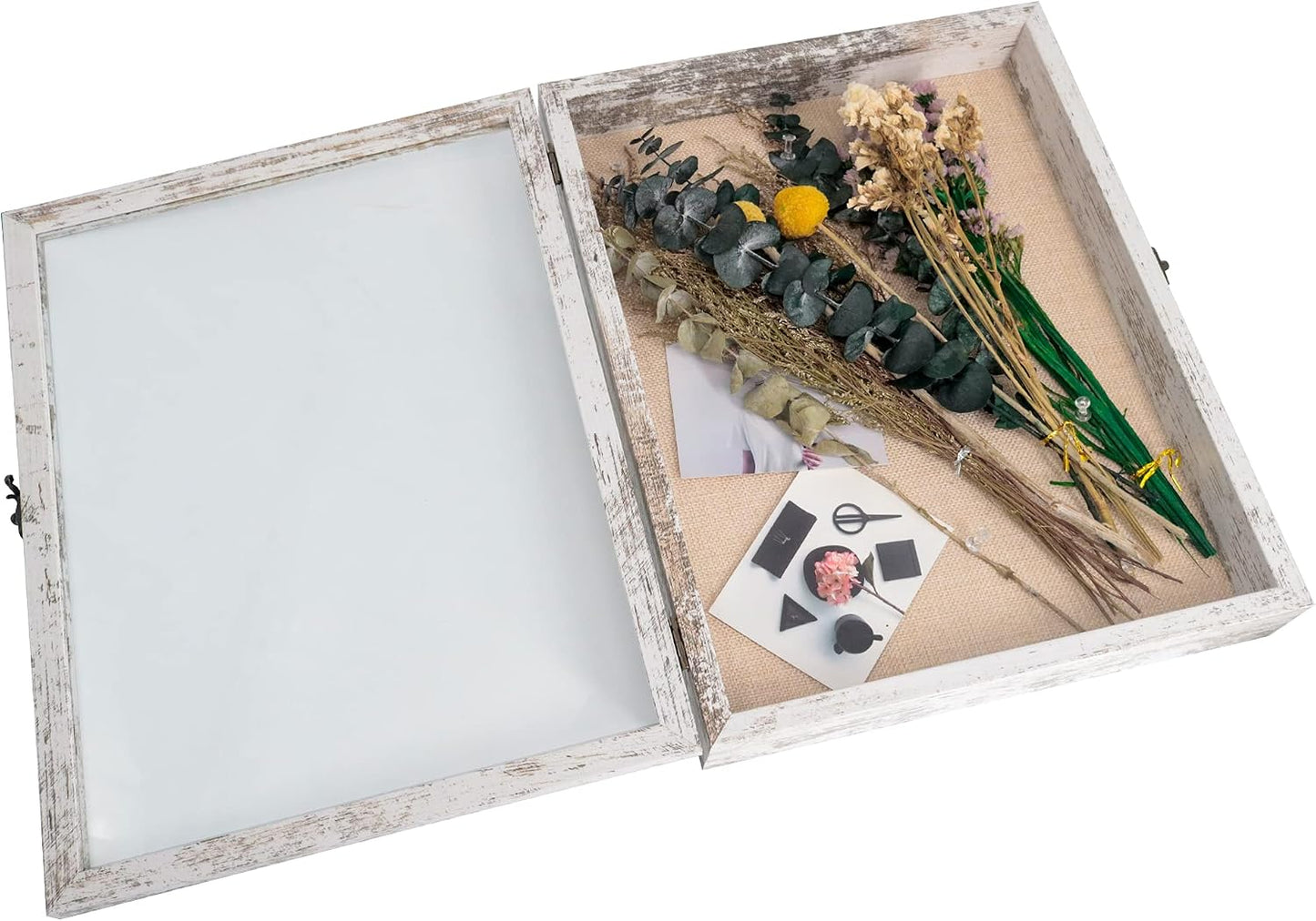 GraduatePro Shadow Box Frame 11x14 Display Case with Linen Back, Real Glass Window Door with Hinge, Picture Frame