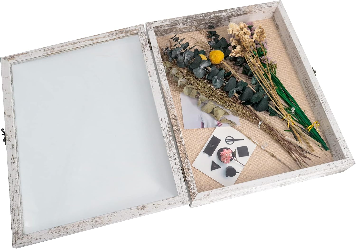 GraduatePro Shadow Box Frame 11x14 Display Case with Linen Back, Real Glass Window Door with Hinge, Picture Frame